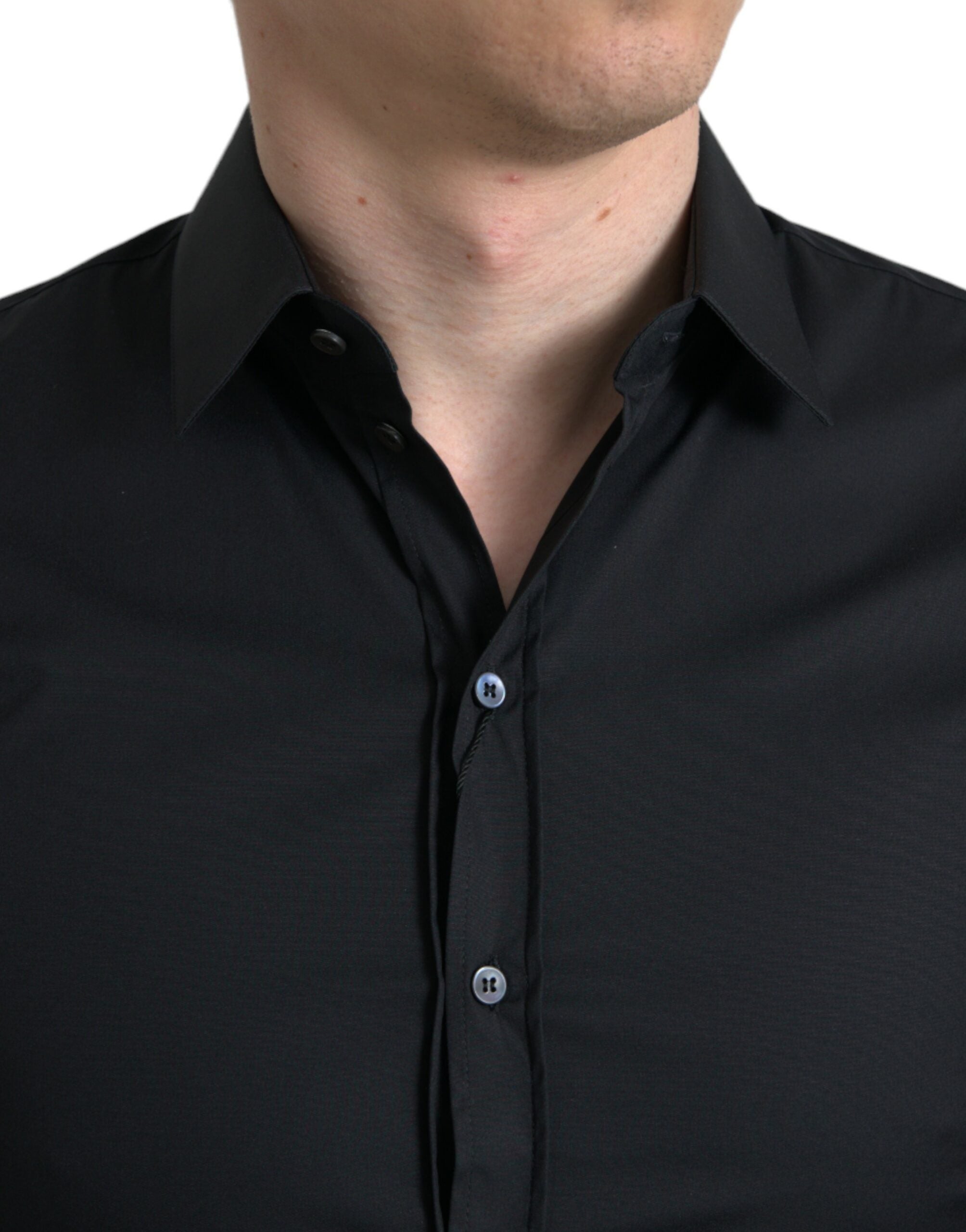 Dolce & Gabbana Black Cotton Stretch Shirt for Formal Occasions-4