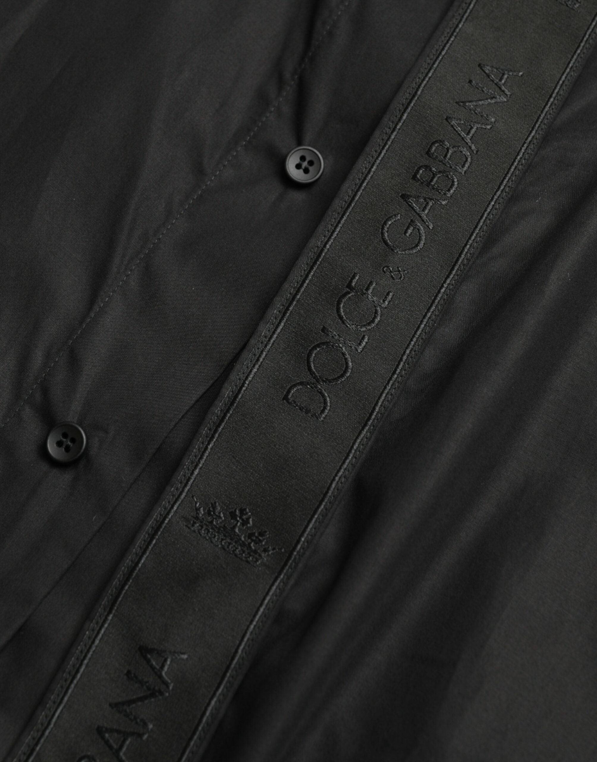 Dolce & Gabbana Black Logo Cotton Shirt GOLD Formal-6