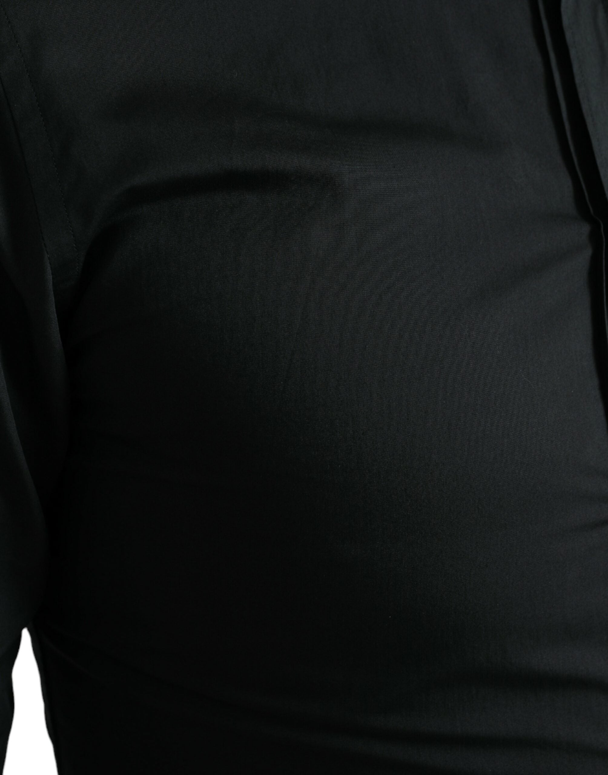 Camisa de vestir formal Dolce & Gabbana de algodón y seda negra dorada-5