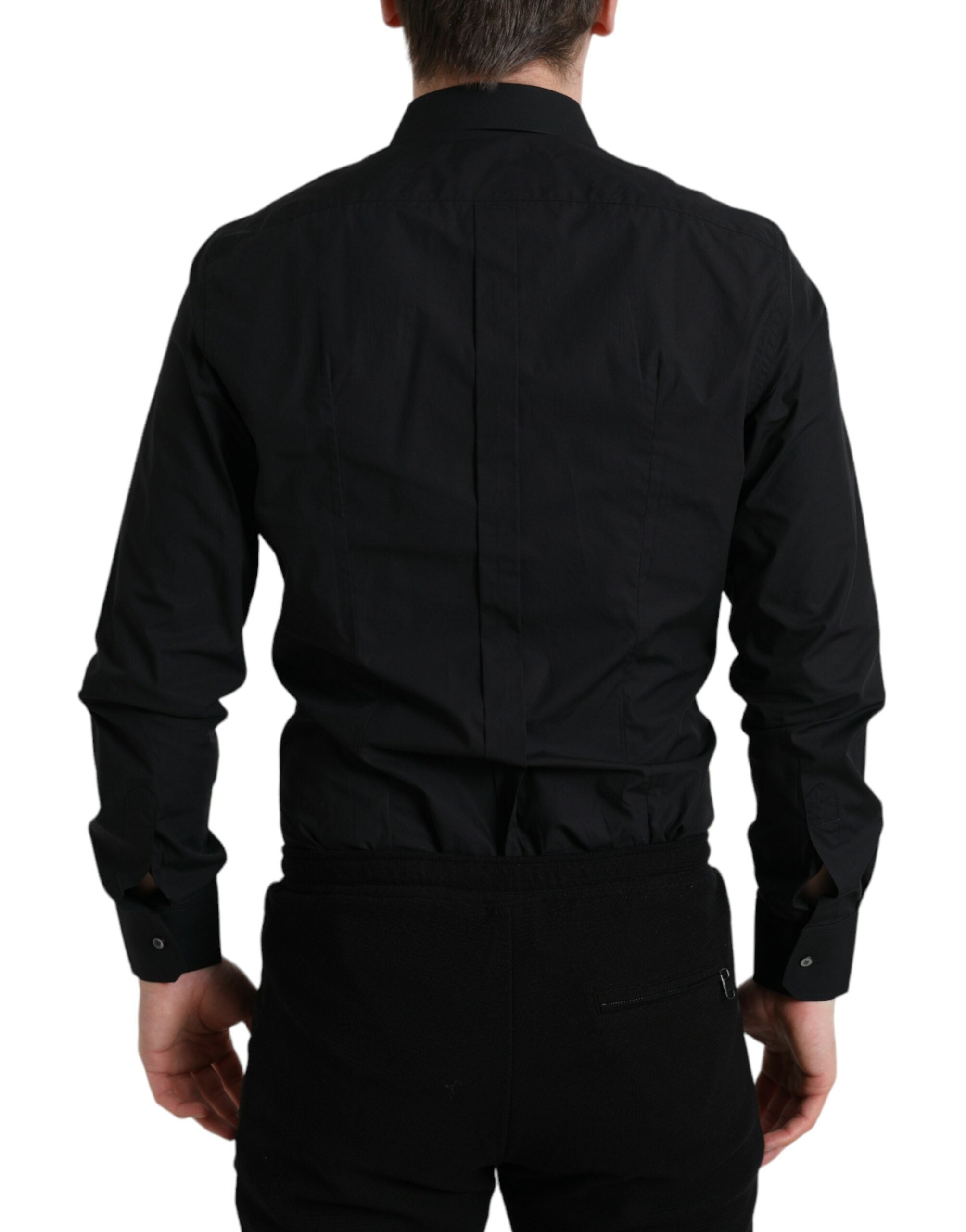 Dolce & Gabbana Black Cotton Shirt for Men GOLD Formal-3