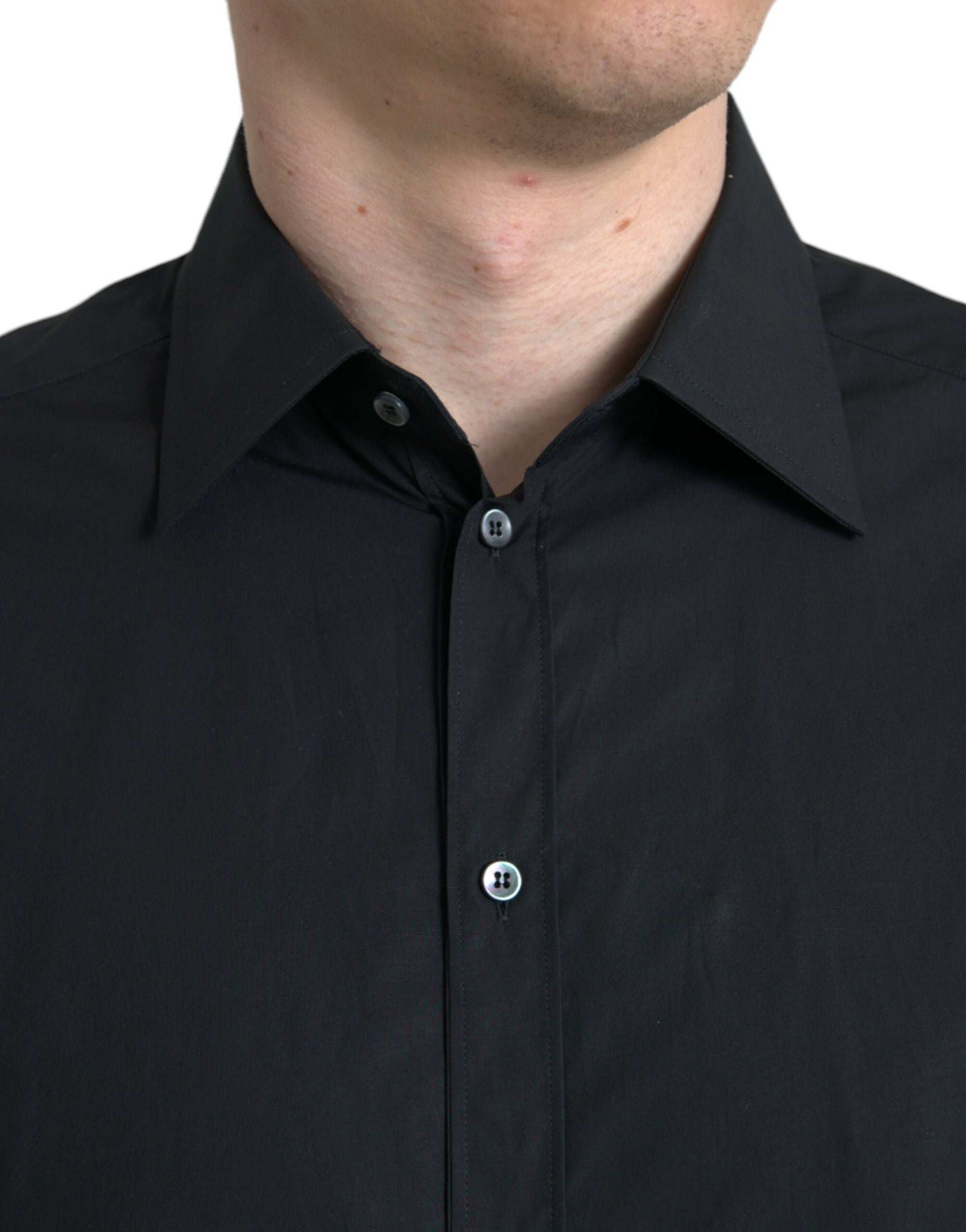 Dolce & Gabbana Black Cotton Shirt for Men GOLD Formal-4