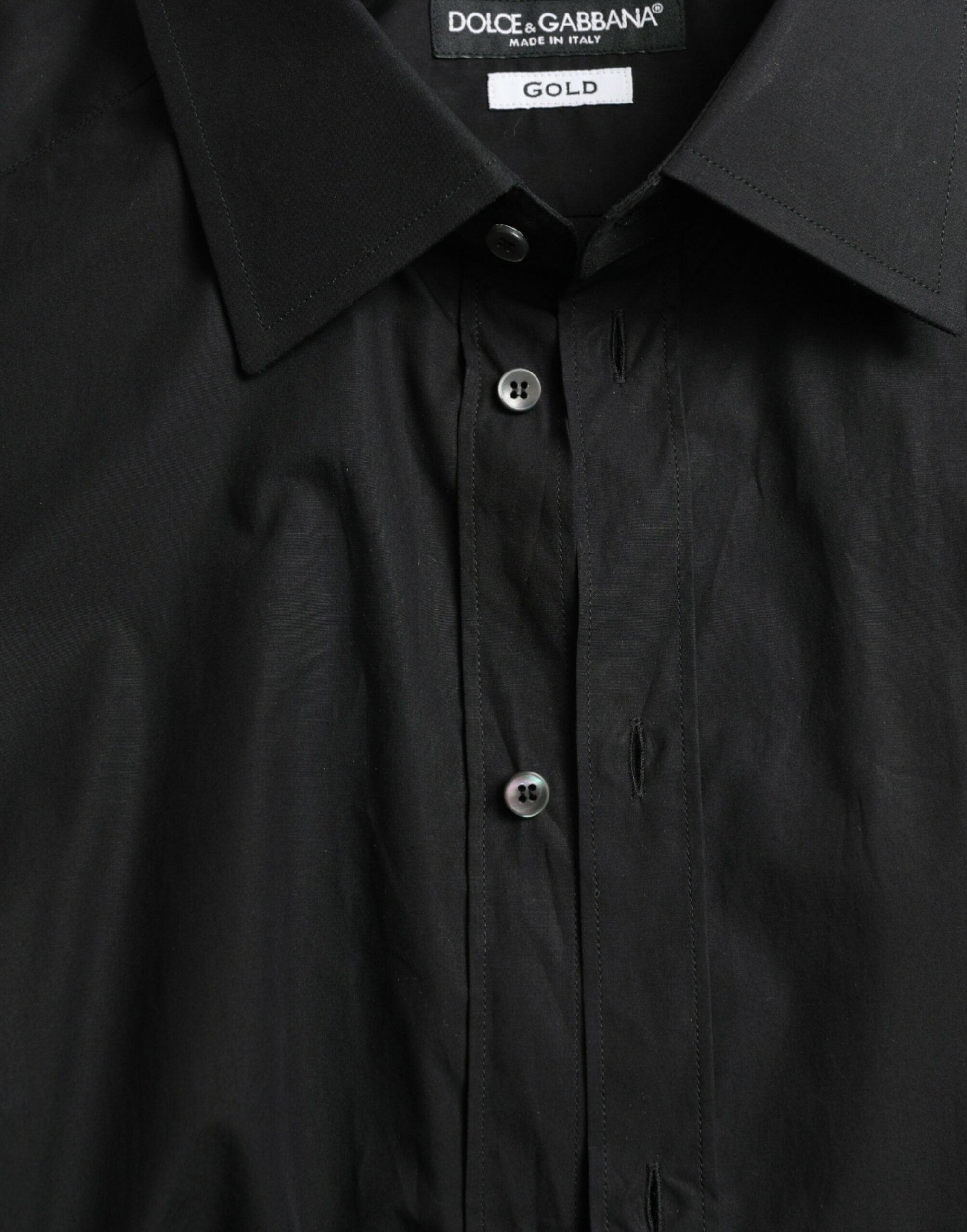 Dolce & Gabbana Black Cotton Shirt for Men GOLD Formal-6