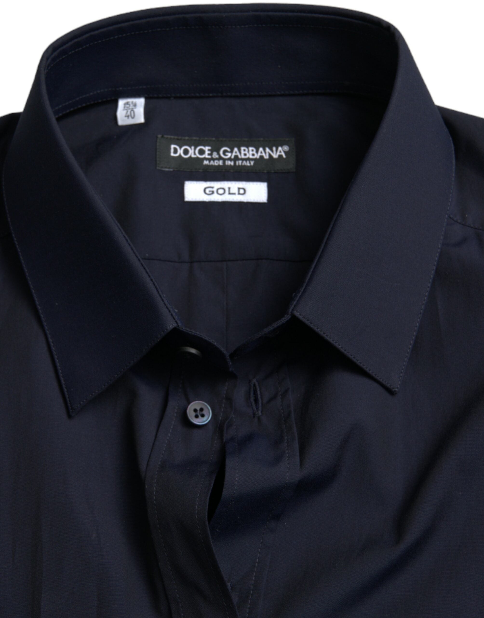 Dolce & Gabbana Navy Blue Slim Fit Formal Shirt GOLD-5