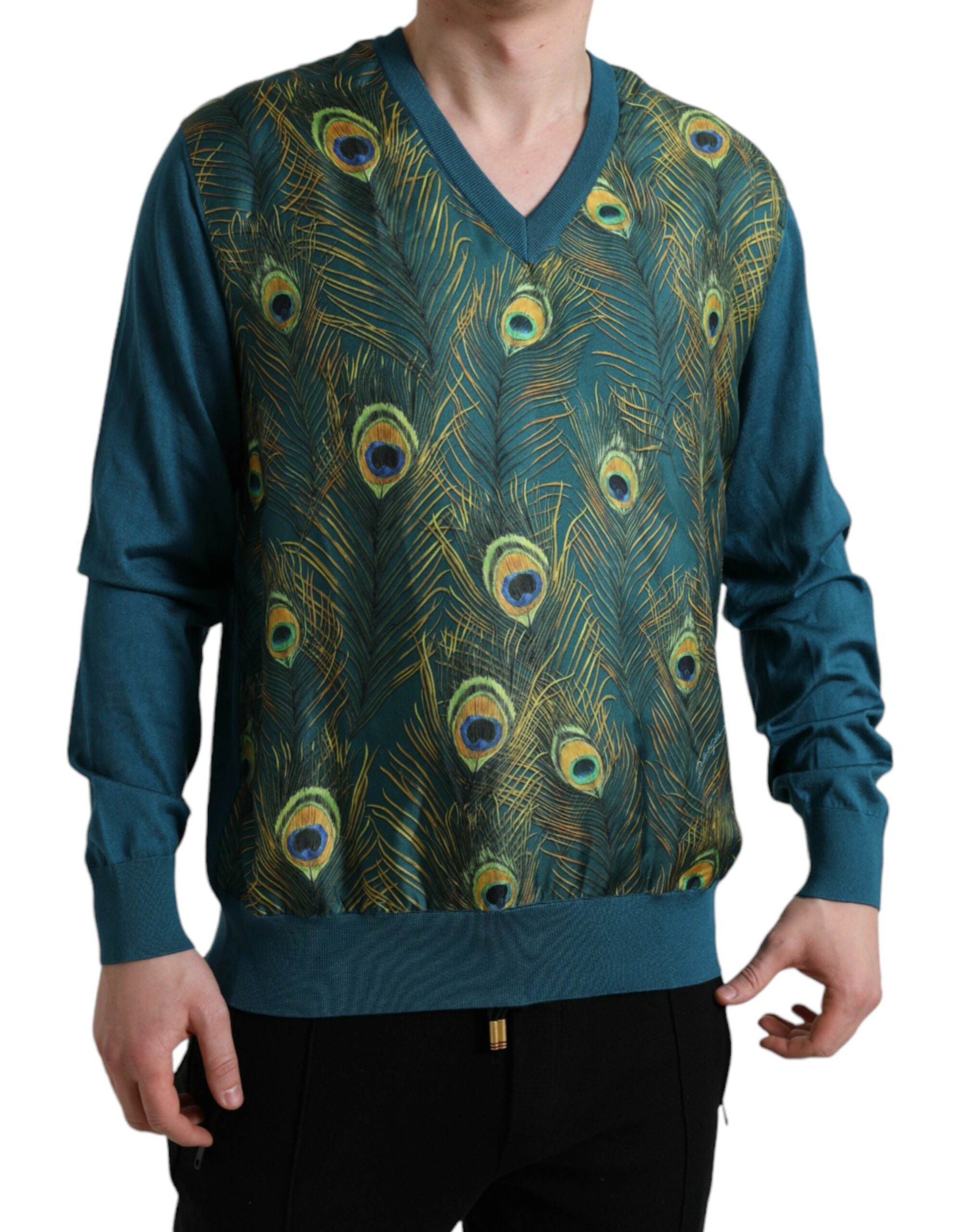 Dolce & Gabbana Green Peacock Feather Sweater-2