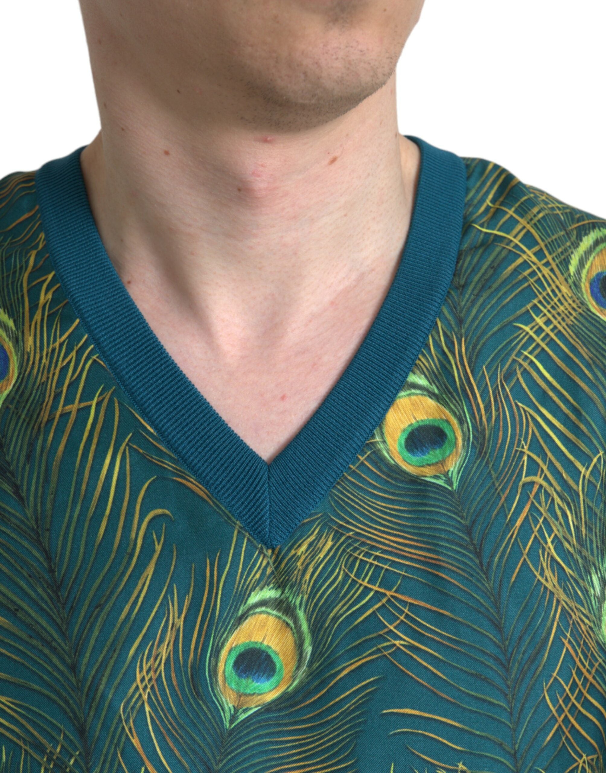 Dolce & Gabbana Green Peacock Feather Sweater-4
