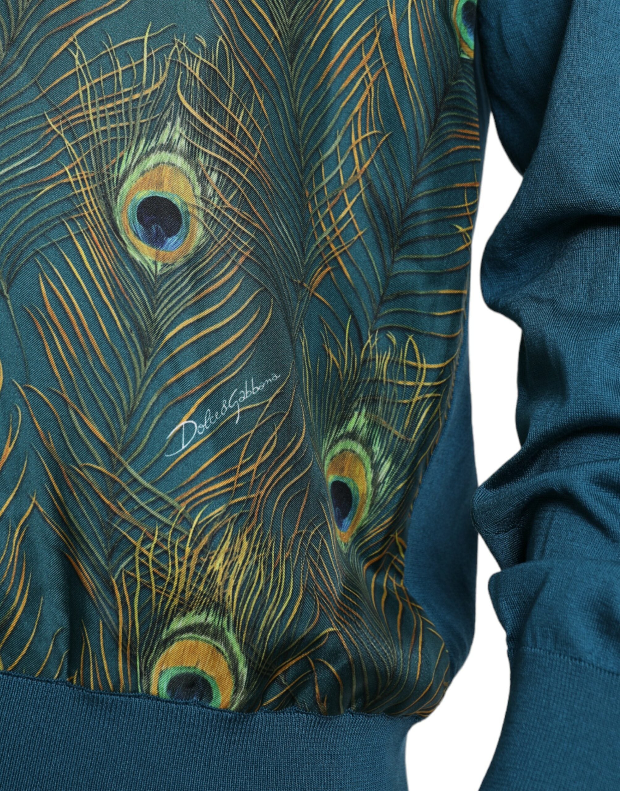 Dolce & Gabbana Green Peacock Feather Sweater-5
