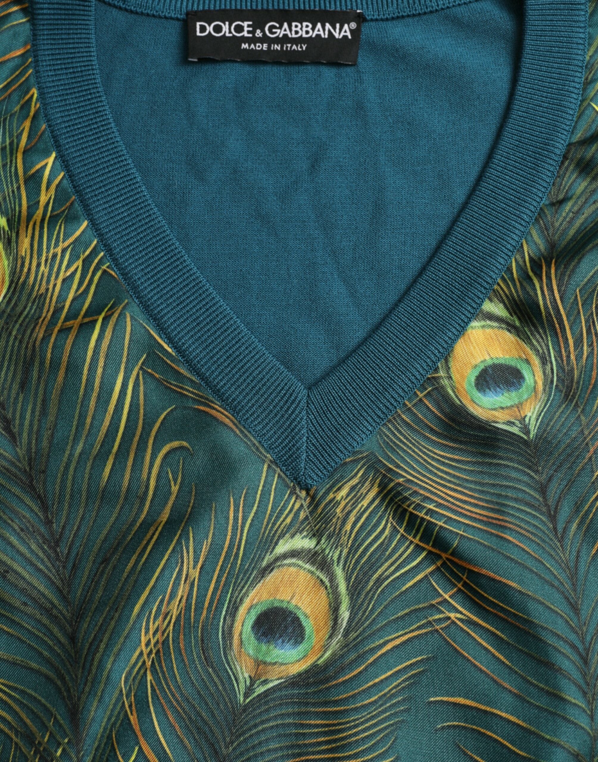 Dolce & Gabbana Green Peacock Feather Sweater-6