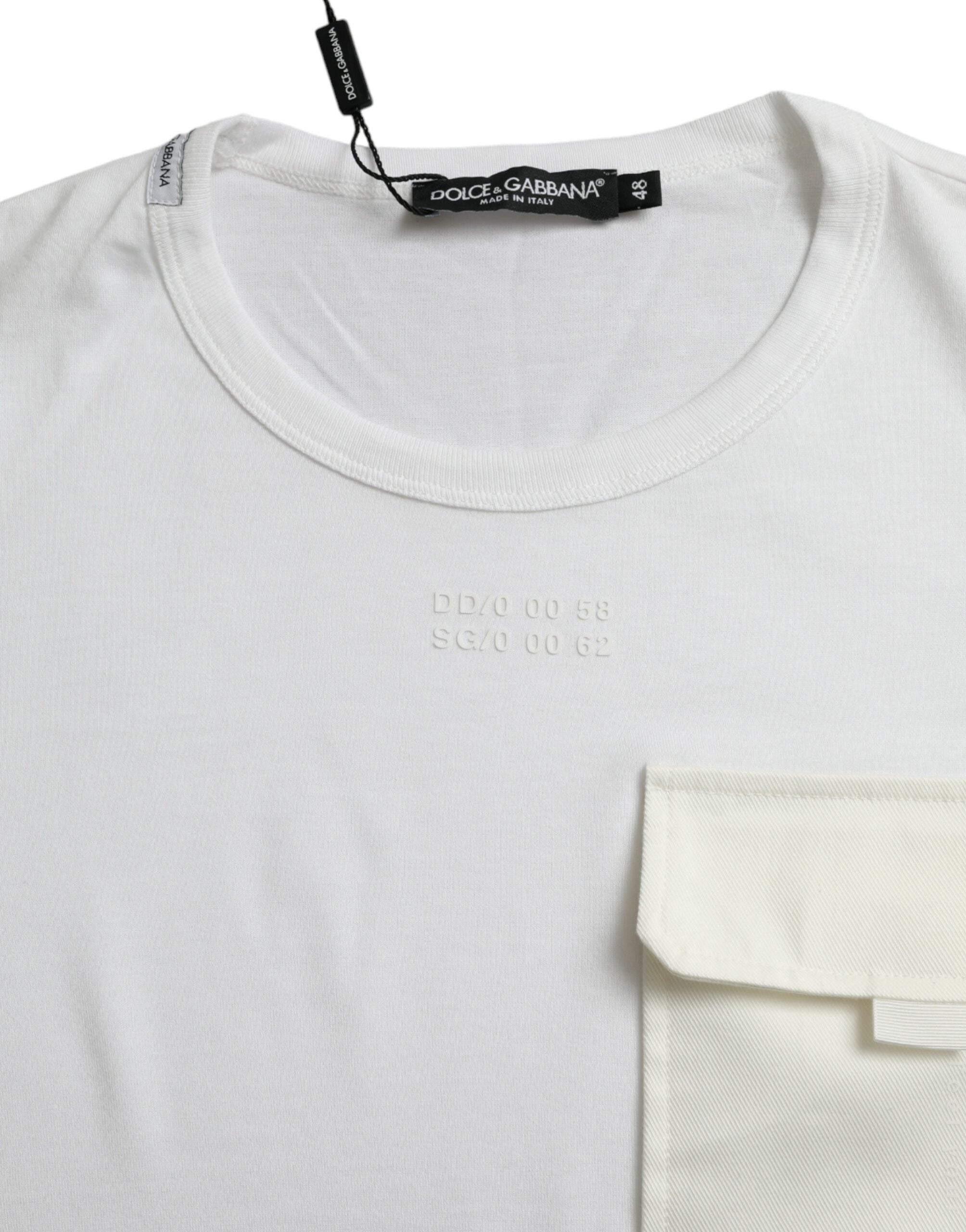 Dolce & Gabbana Weißes Baumwolltaschen-T-Shirt mit kurzen Ärmeln-3