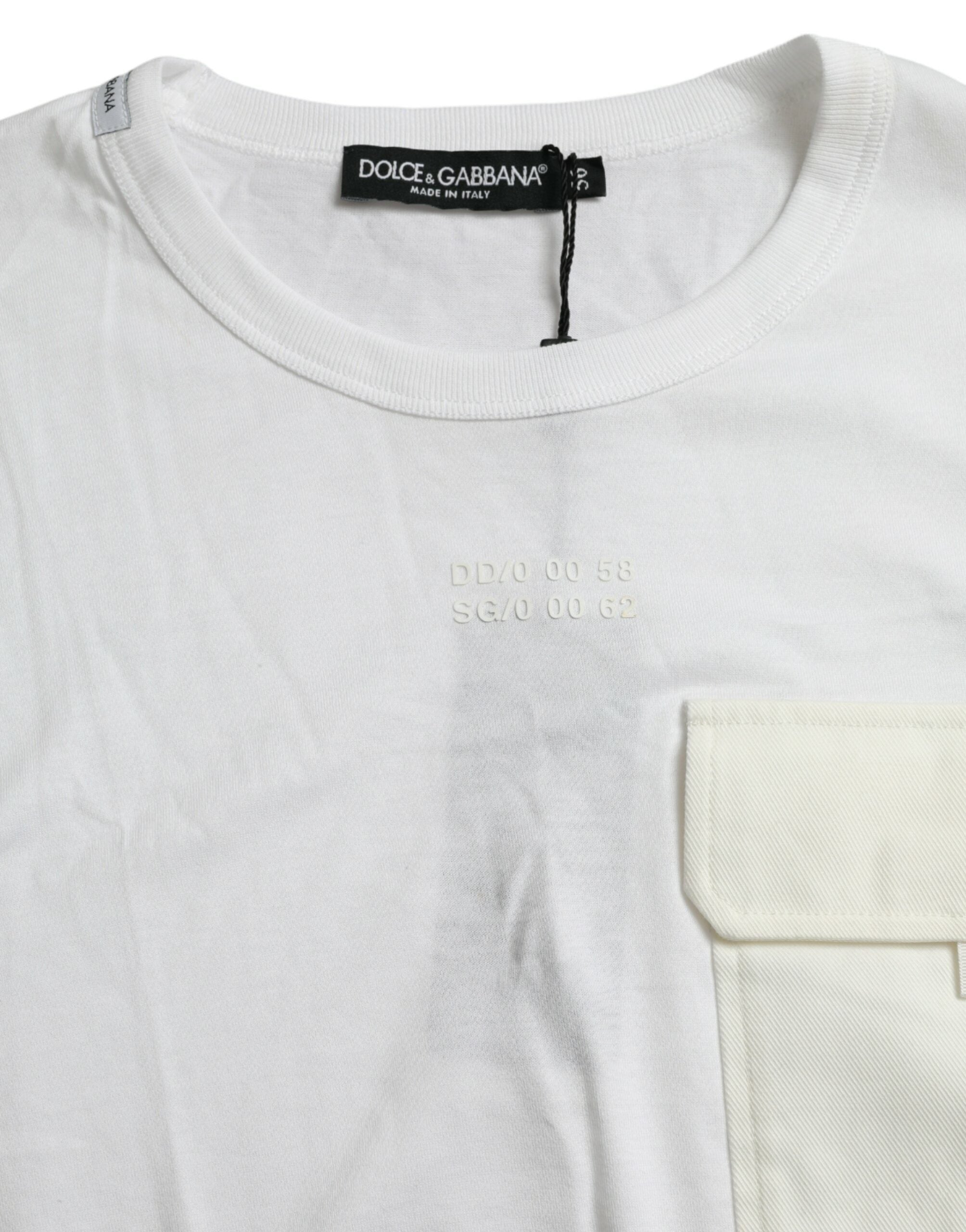 Dolce & Gabbana White Cotton Pocket Short Sleeve T-Shirt-3