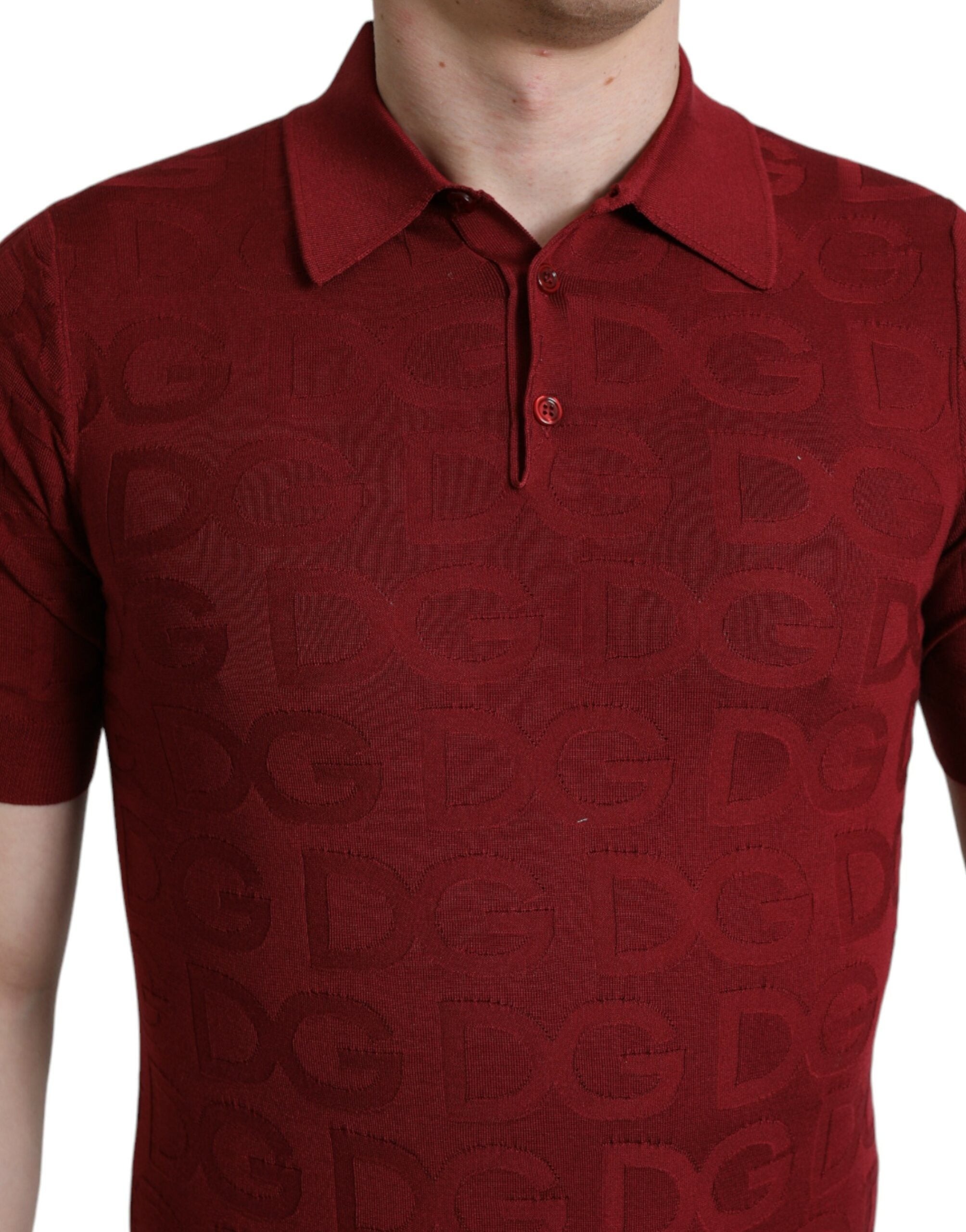 Dolce & Gabbana Chestnut Brown Short-Sleeve Silk T-Shirt with Collar-4