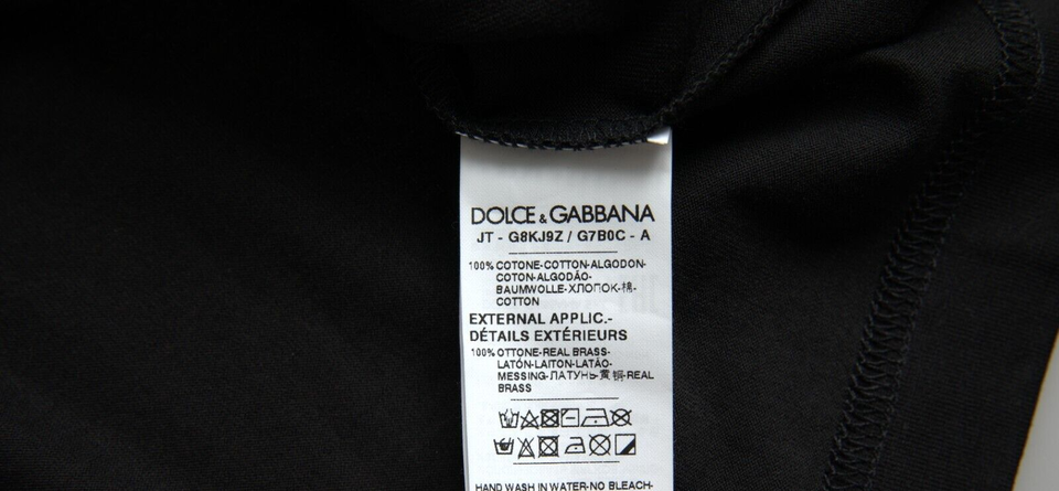 Dolce & Gabbana Black Silver Chain Short Sleeve T-Shirt-5