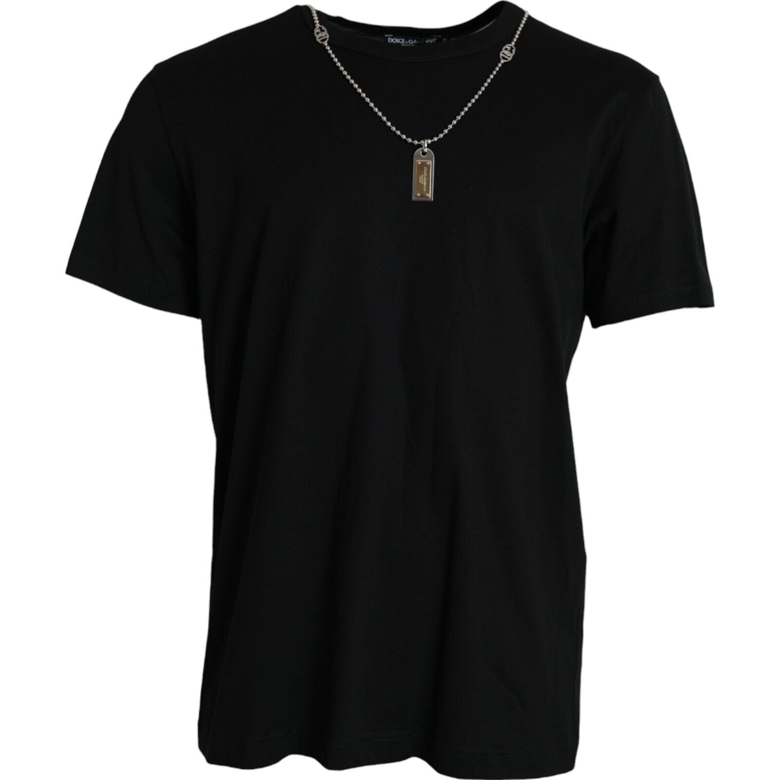 Dolce & Gabbana Black Silver Chain Short Sleeve T-Shirt