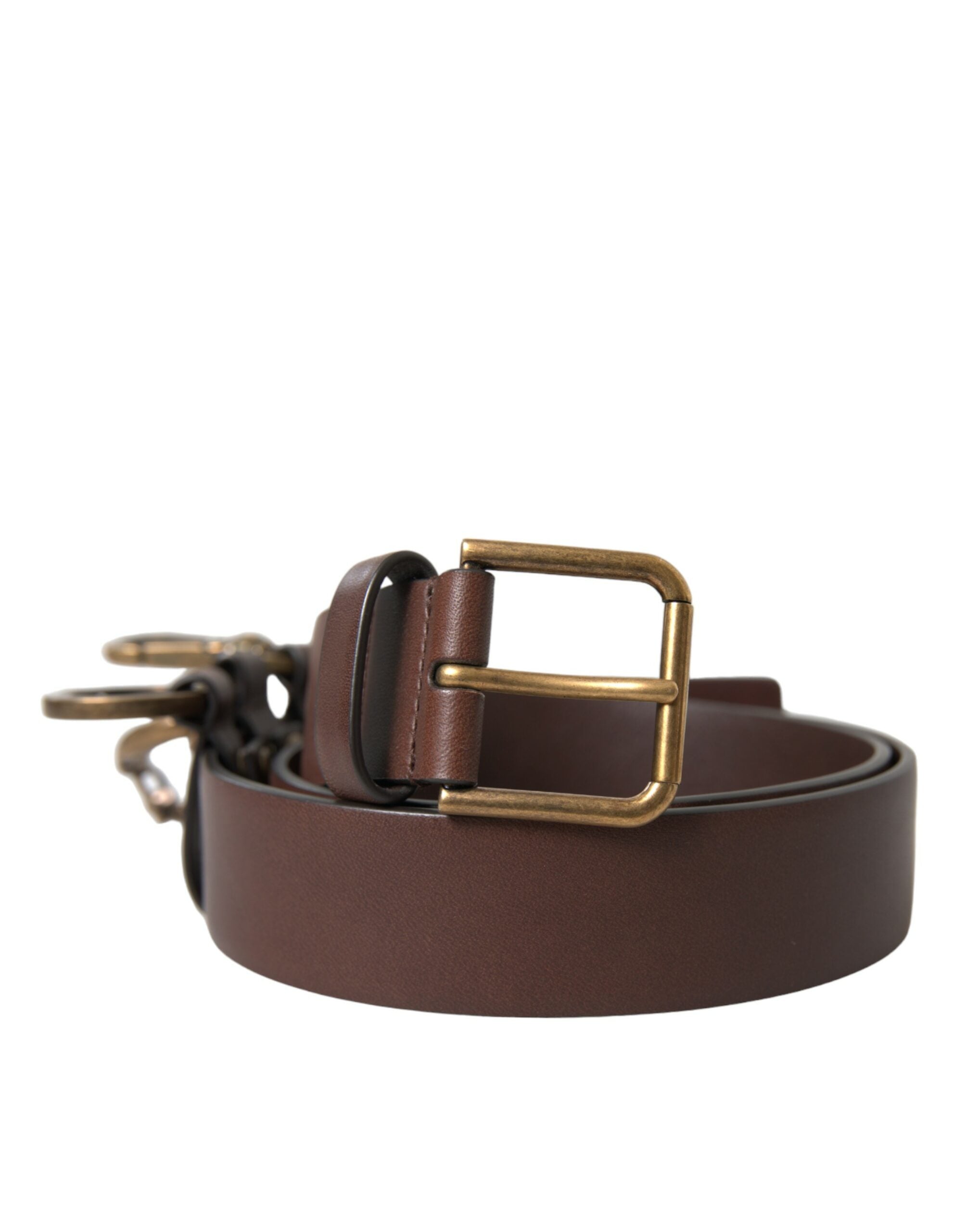 Dolce & Gabbana brown calfskin leather belt with gold metal buckle-1