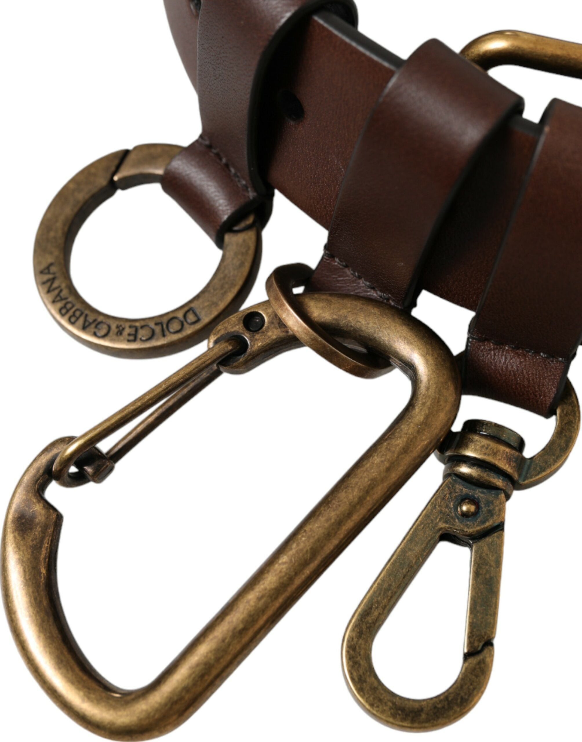 Dolce & Gabbana brown calfskin leather belt with gold metal buckle-2
