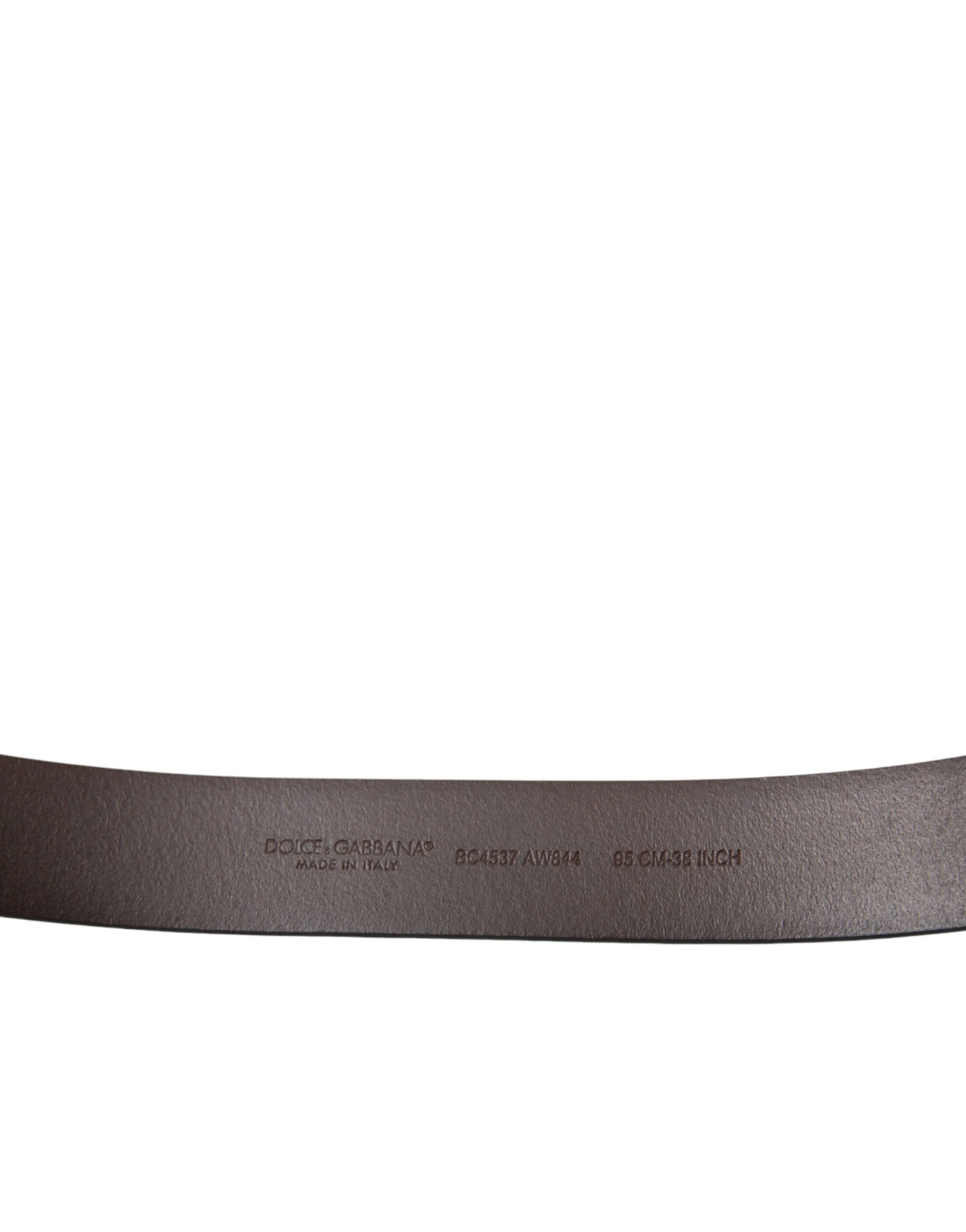 Dolce & Gabbana brown calfskin leather belt with gold metal buckle-4