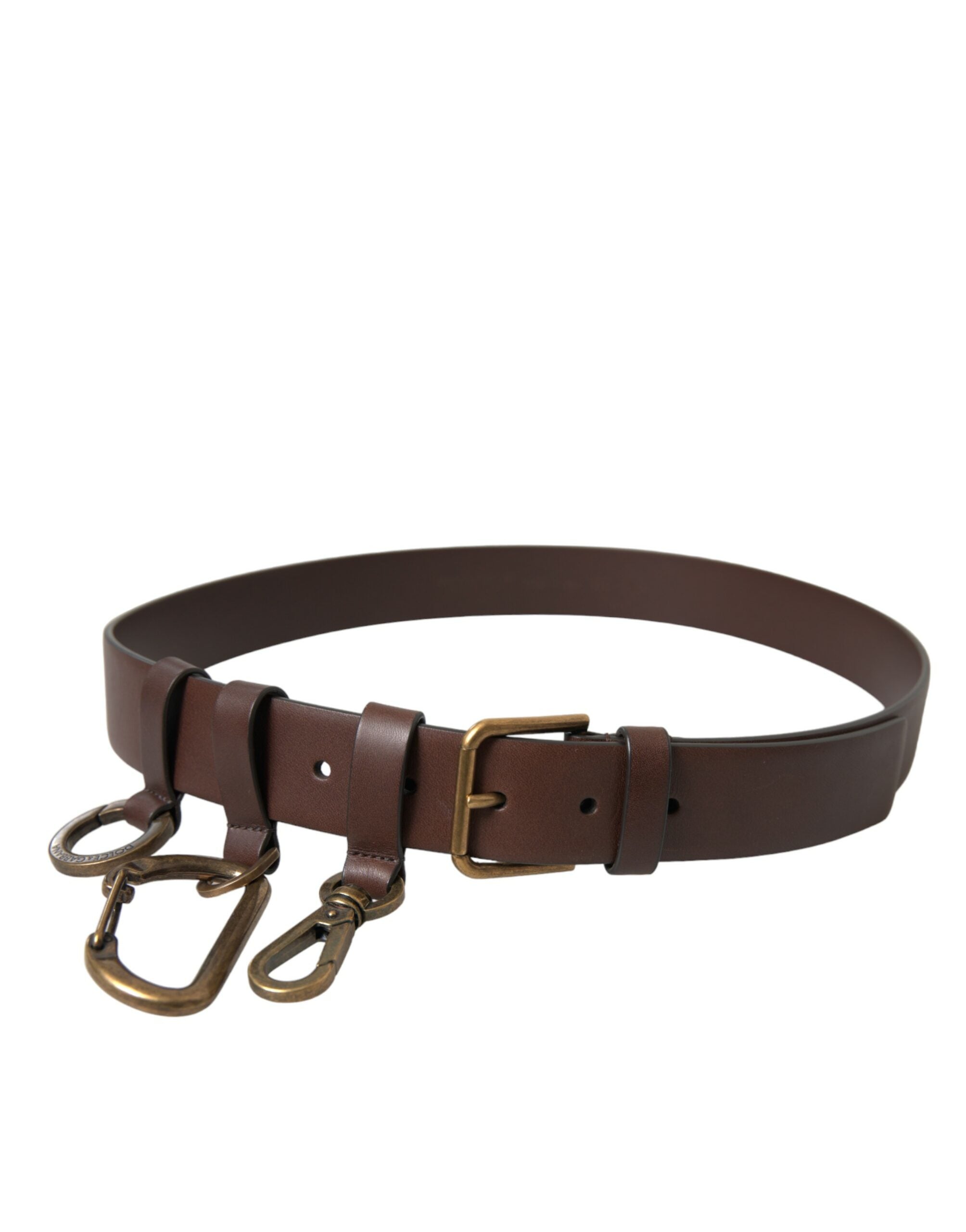 Dolce & Gabbana brown calfskin leather belt with gold metal buckle-5
