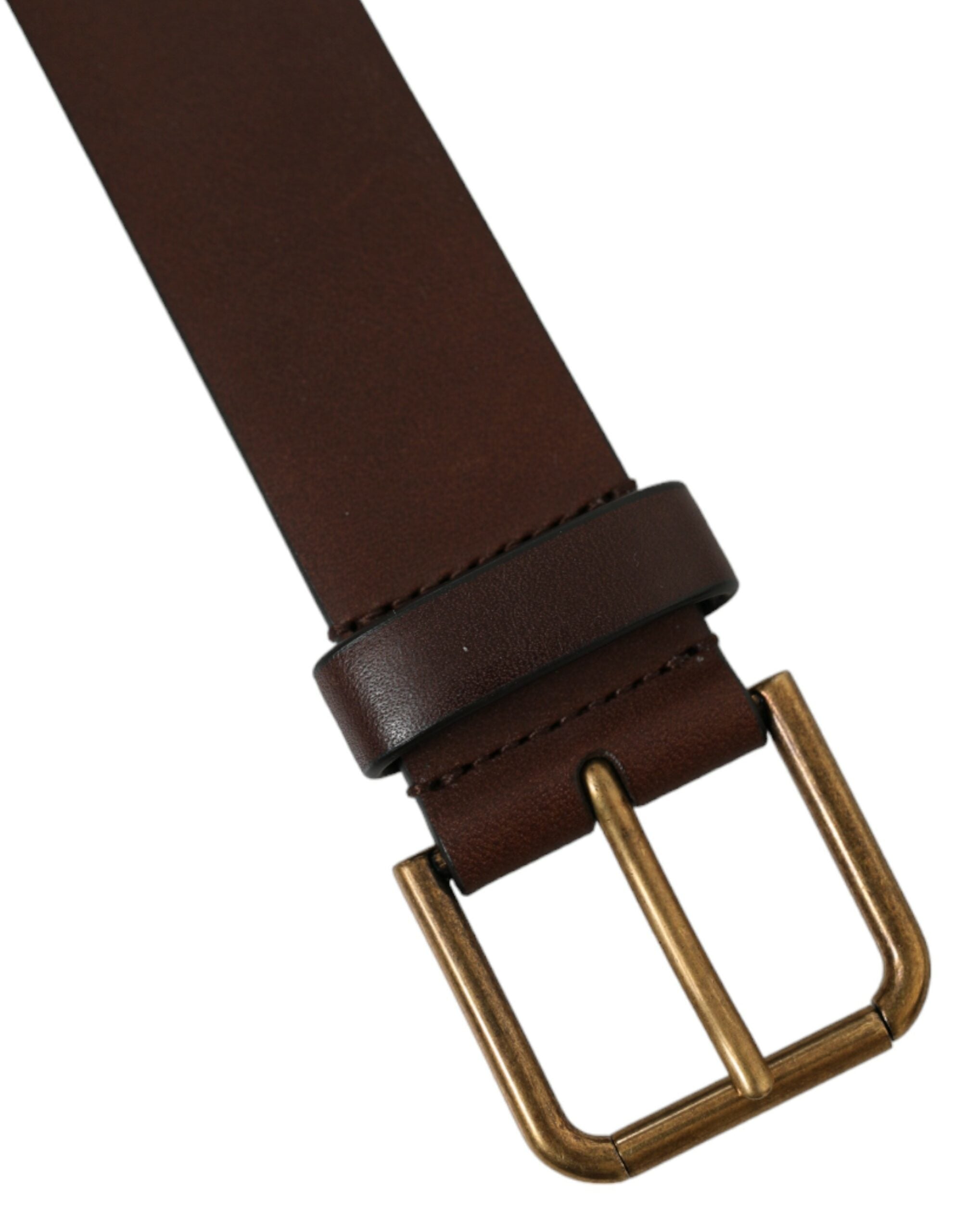 Dolce & Gabbana brown calfskin leather belt with gold metal buckle-6