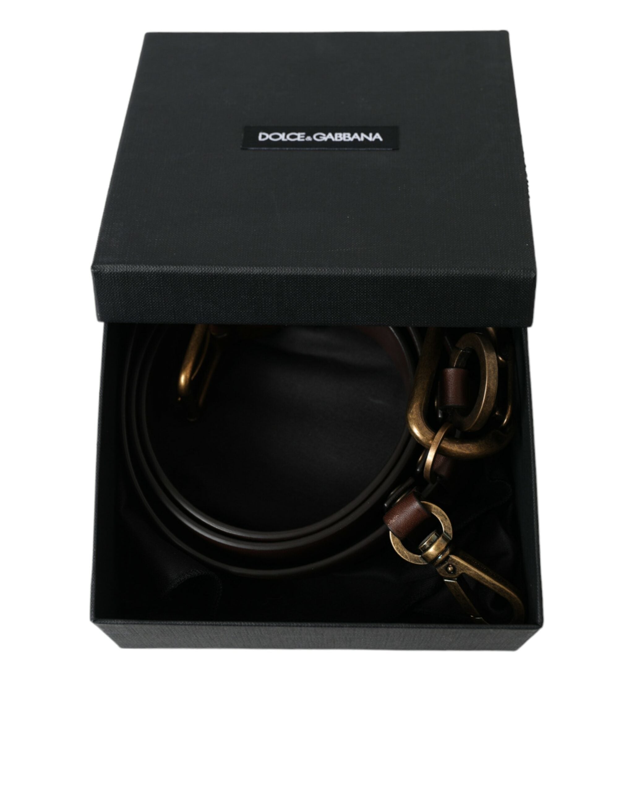 Dolce & Gabbana brown calfskin leather belt with gold metal buckle-7