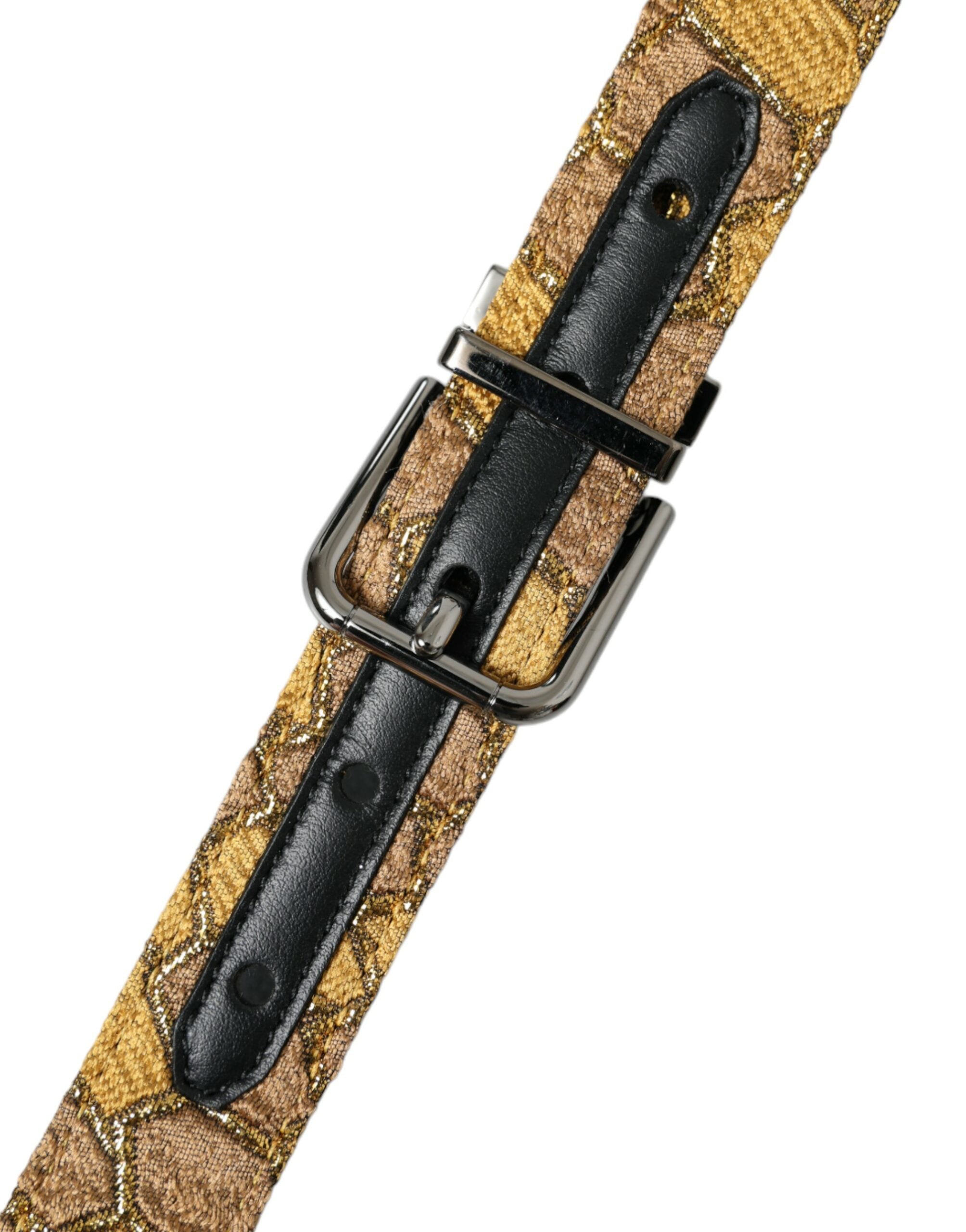 Dolce & Gabbana gold-tone leather jacquard belt with silver metal buckle-4
