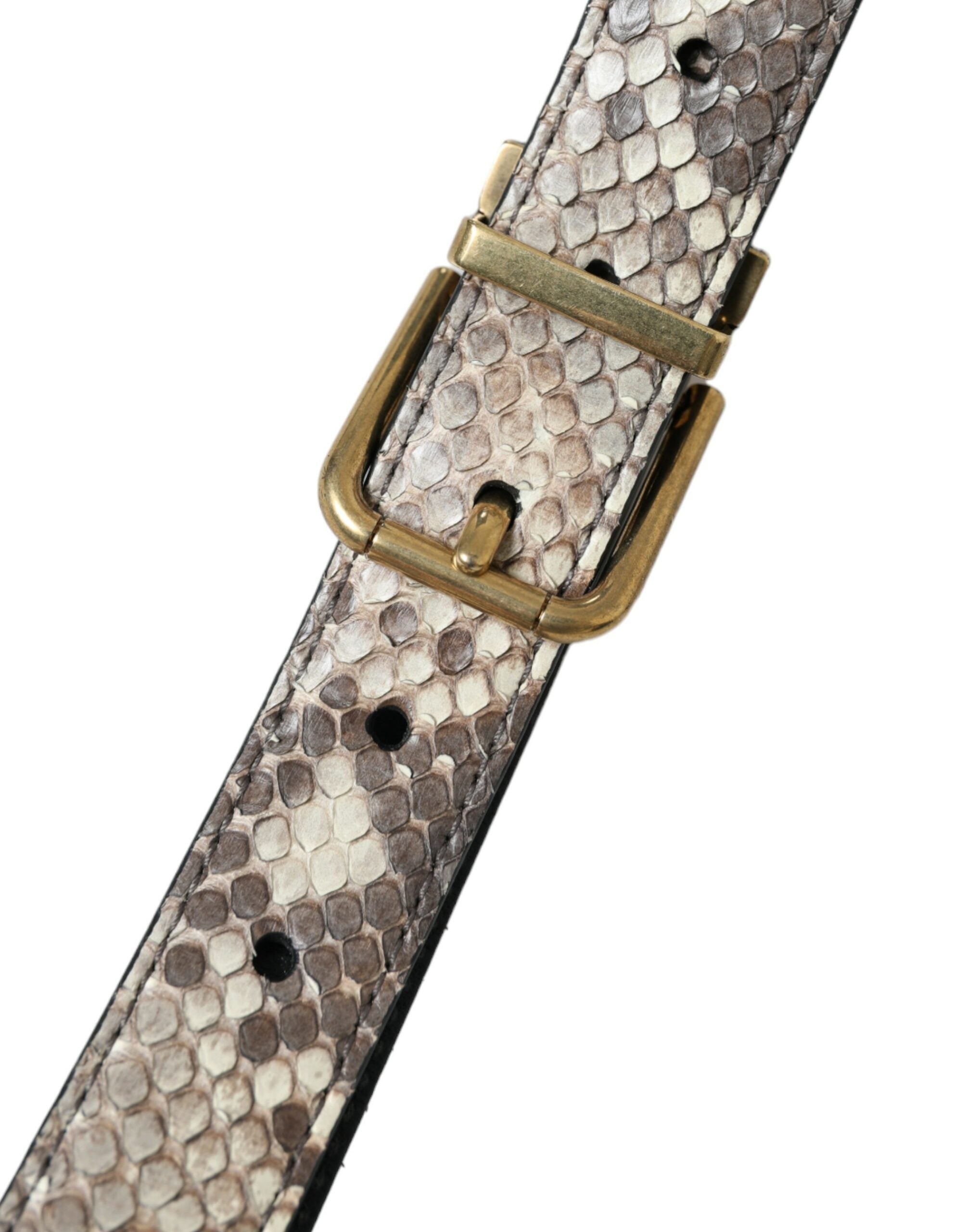 Dolce & Gabbana brown python leather belt with gold metal buckle-3