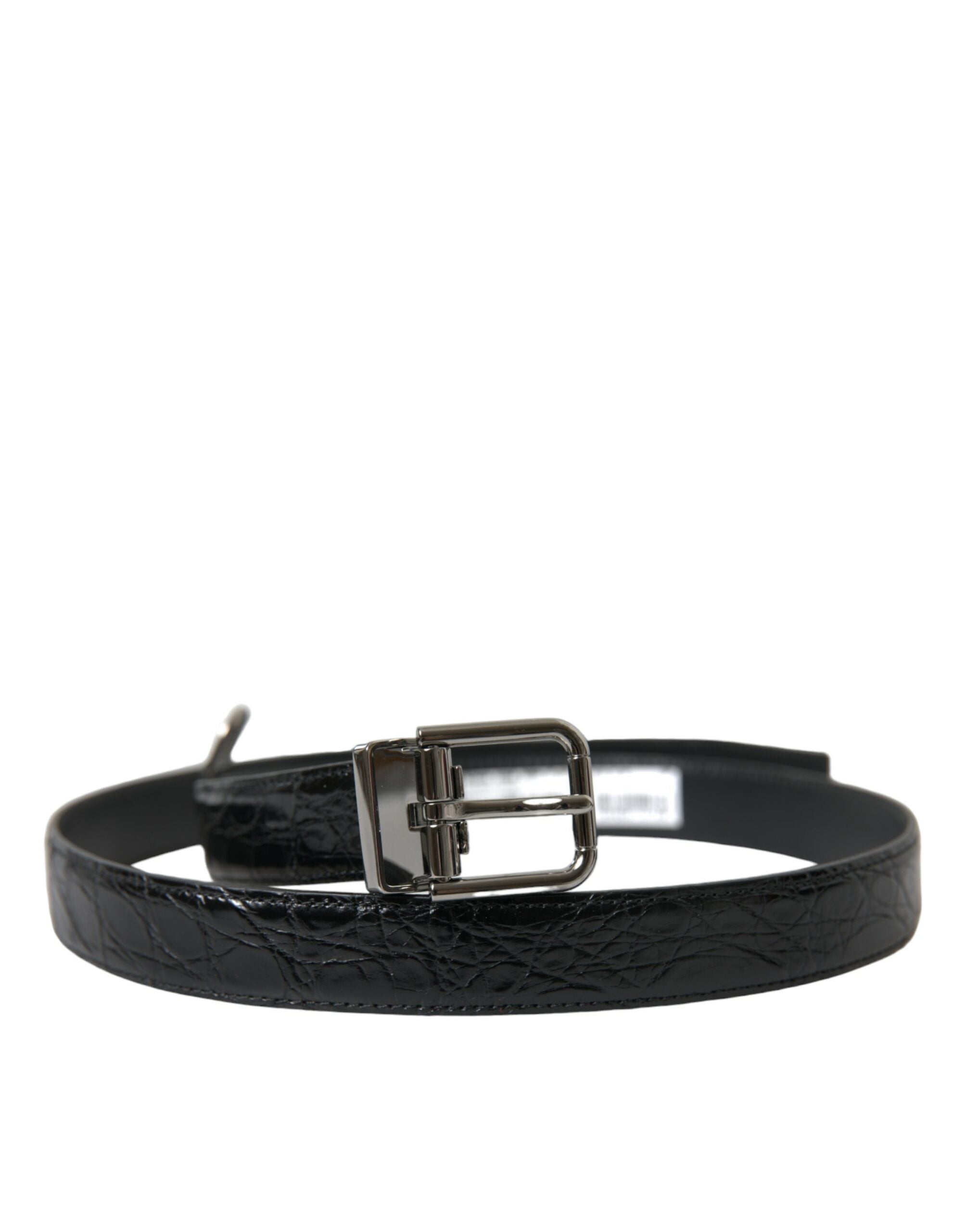Dolce & Gabbana black leather belt with silver metal buckle-1