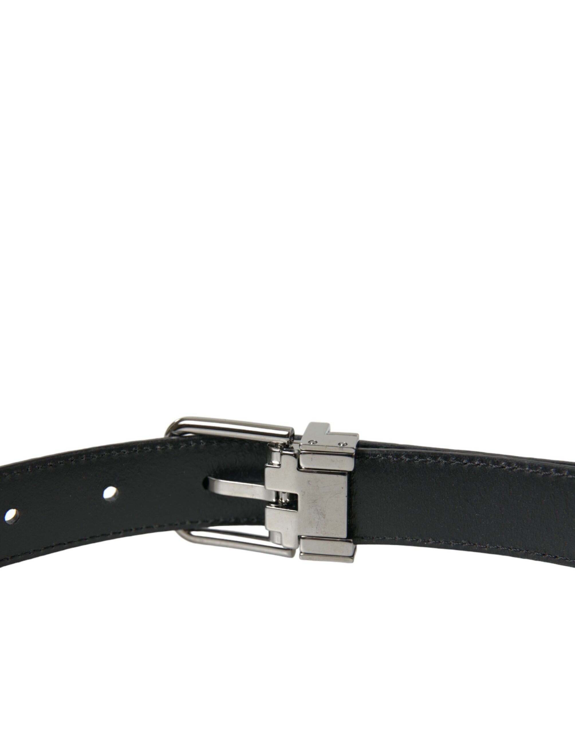 Dolce & Gabbana black leather belt with silver metal buckle-4