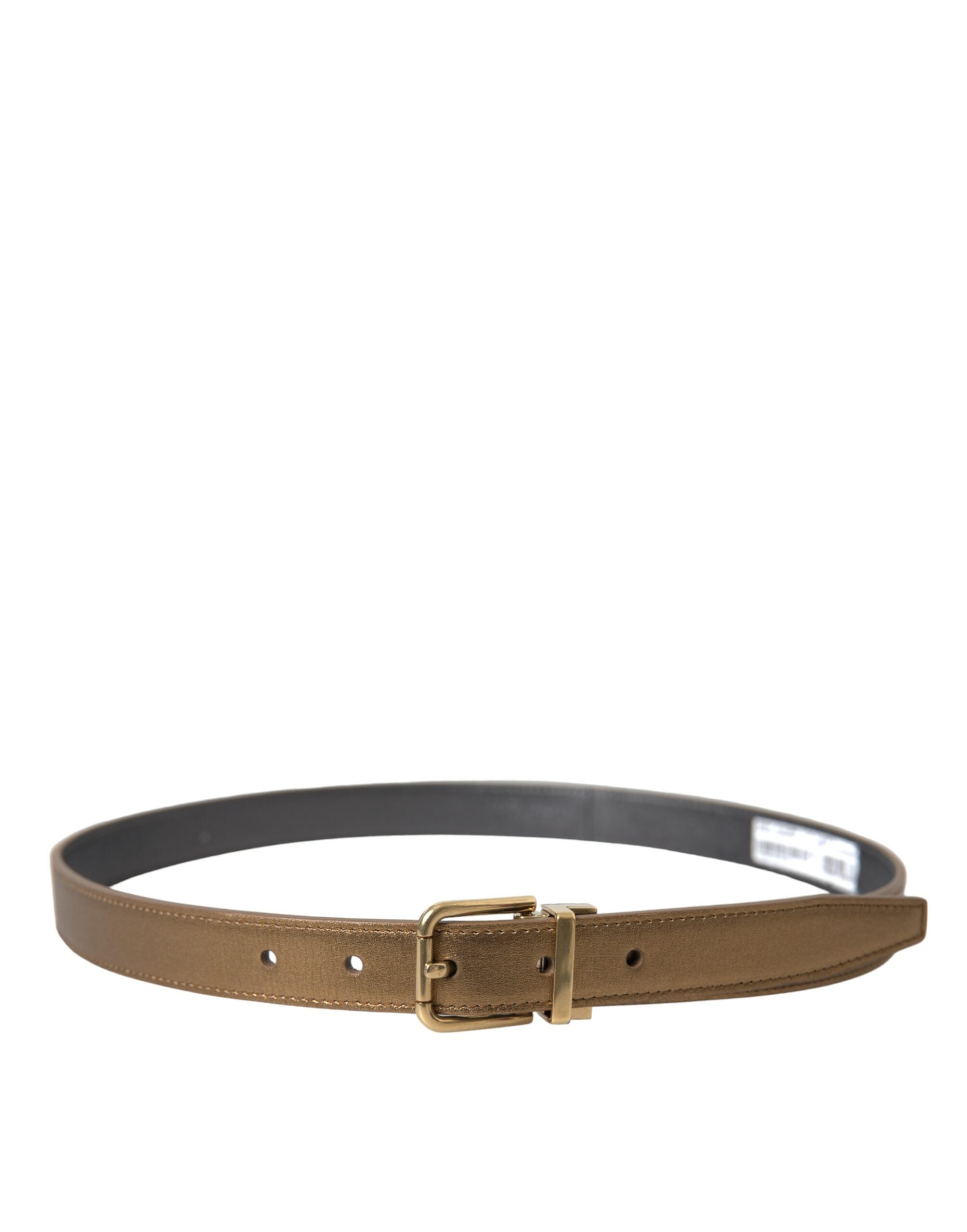 Dolce & Gabbana Metallic Gold Kalbsleder Metallschnalle Gürtel-2