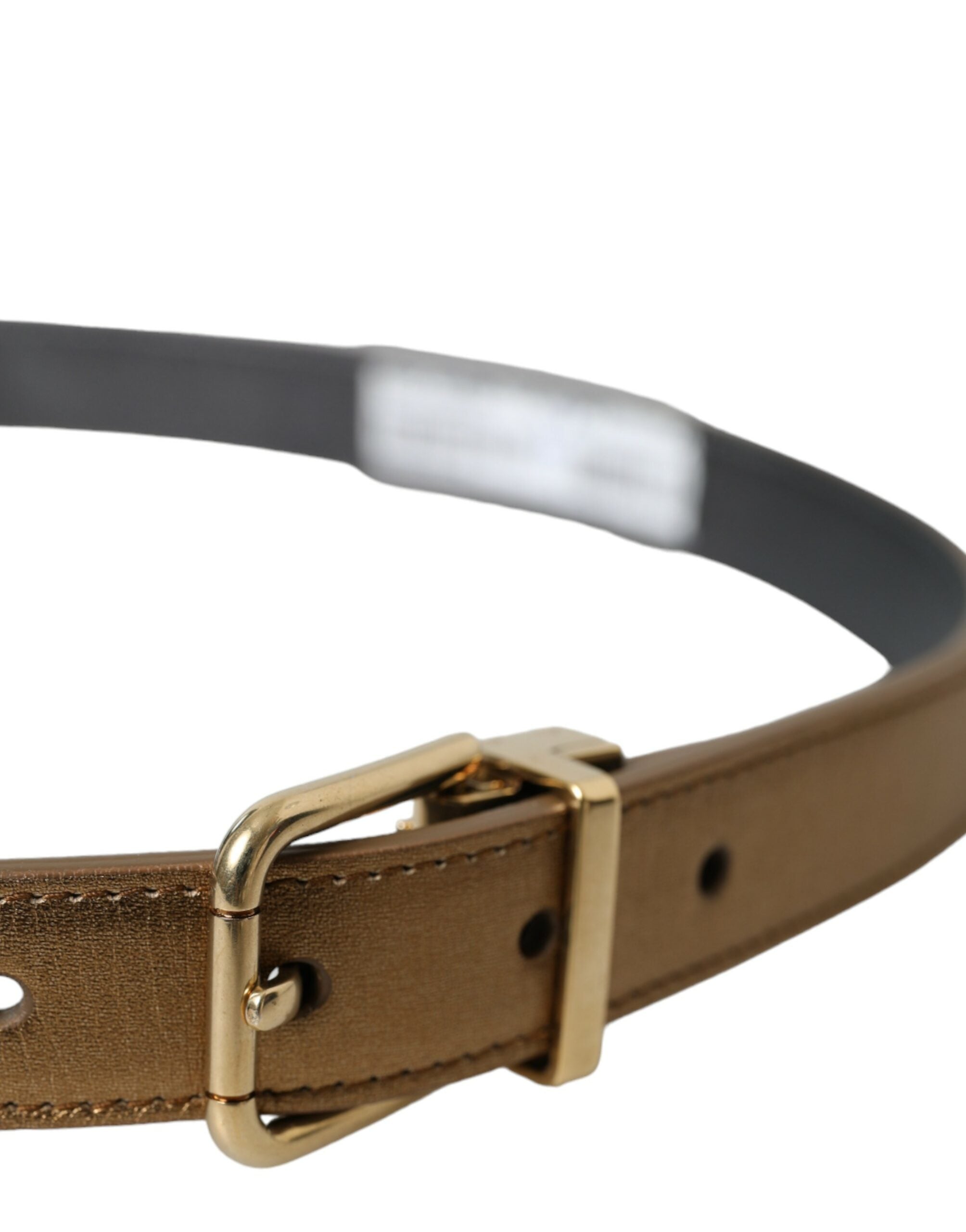 Dolce & Gabbana Metallic Gold Kalbsleder Metallschnalle Gürtel-3