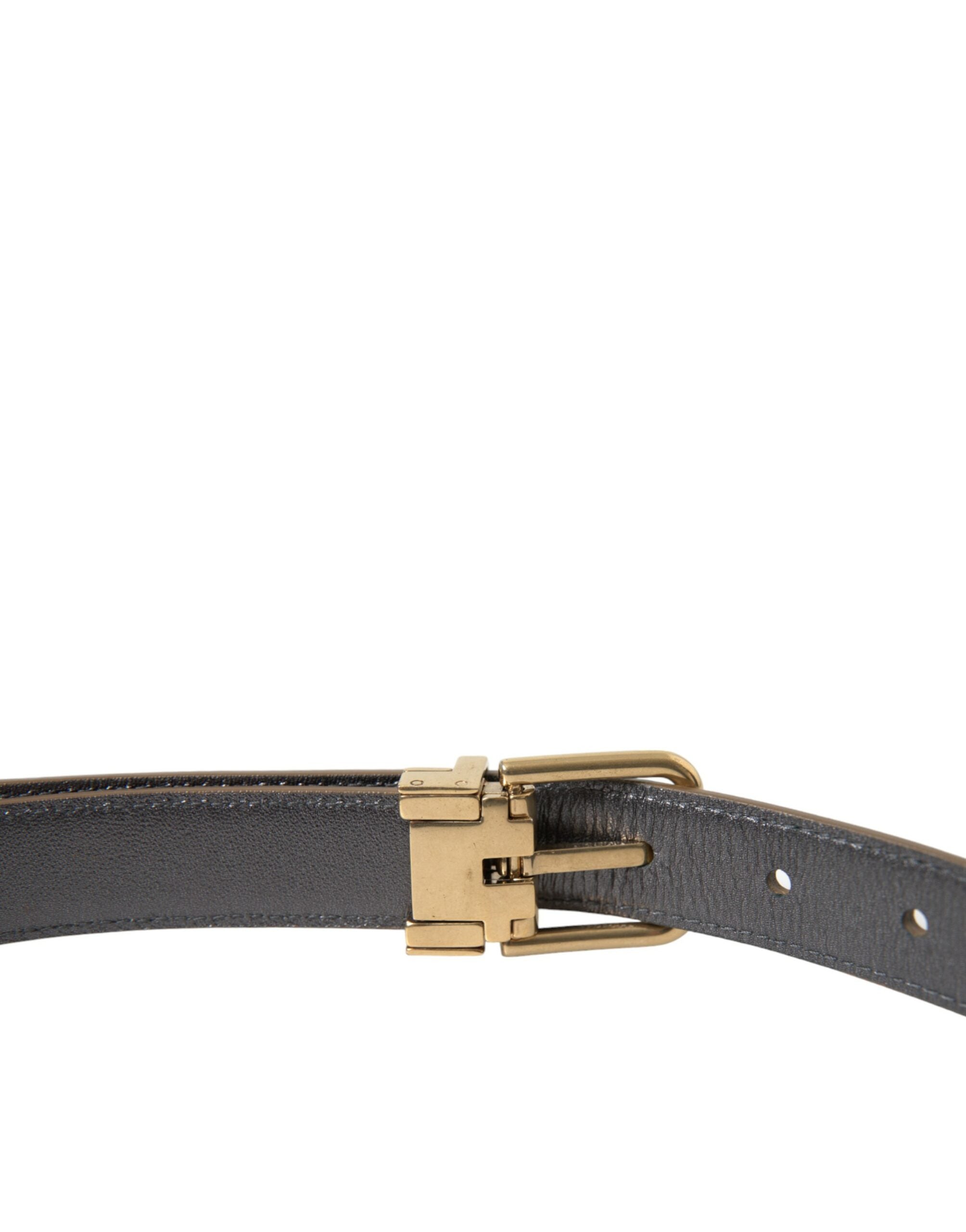 Dolce & Gabbana Metallic Gold Kalbsleder Metallschnalle Gürtel-5