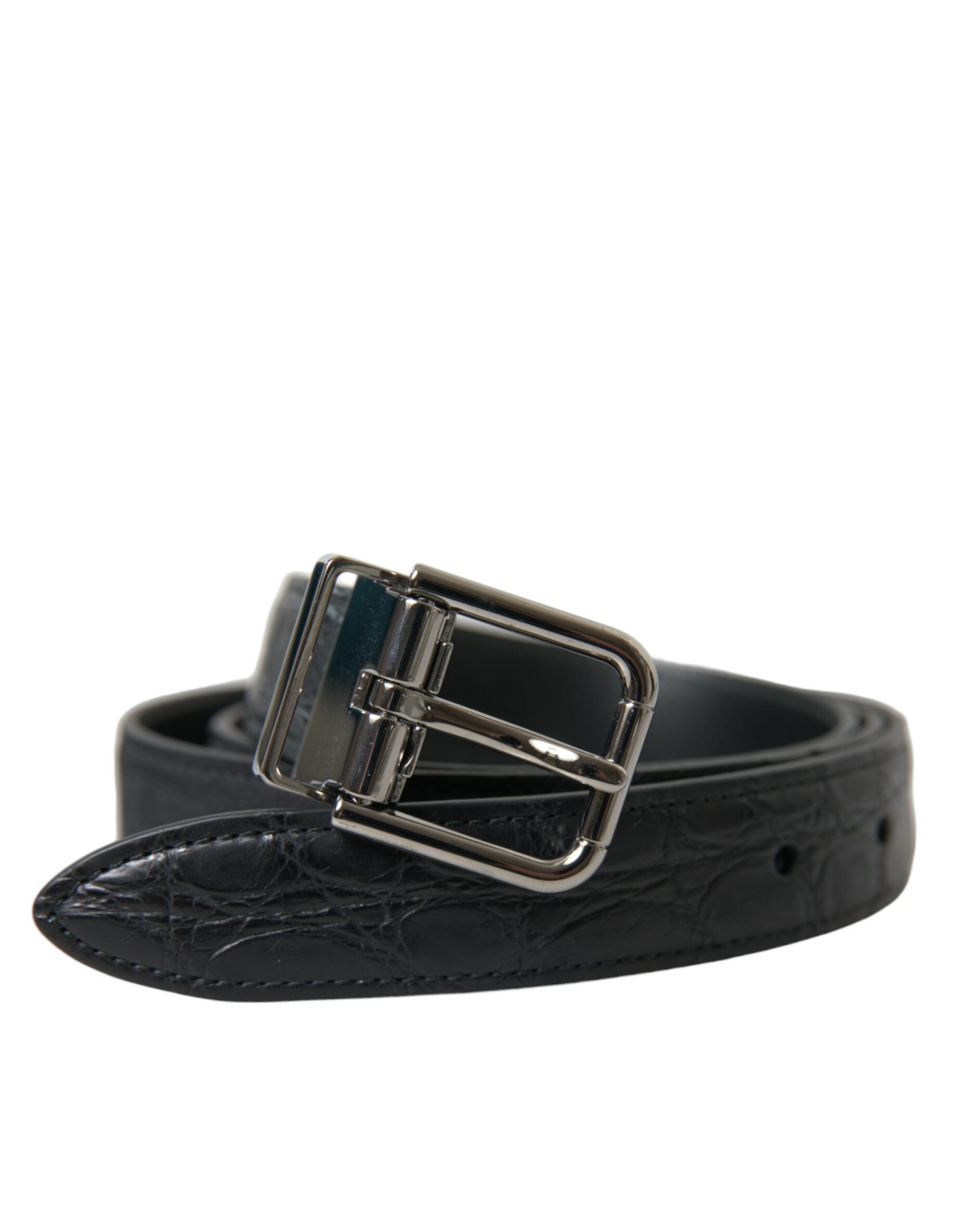 Dolce & Gabbana black leather belt with silver metal buckle-1