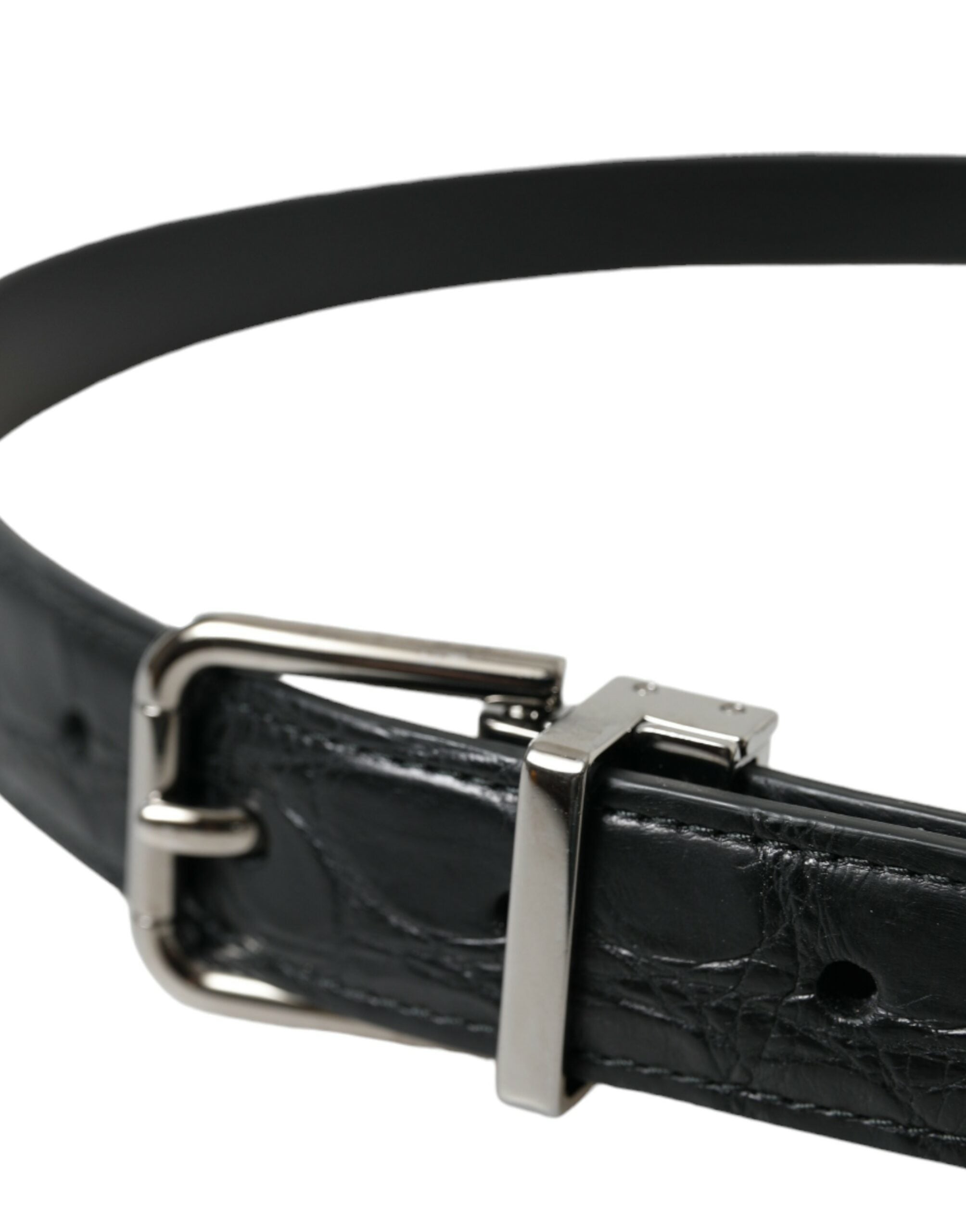Dolce & Gabbana black leather belt with silver metal buckle-4