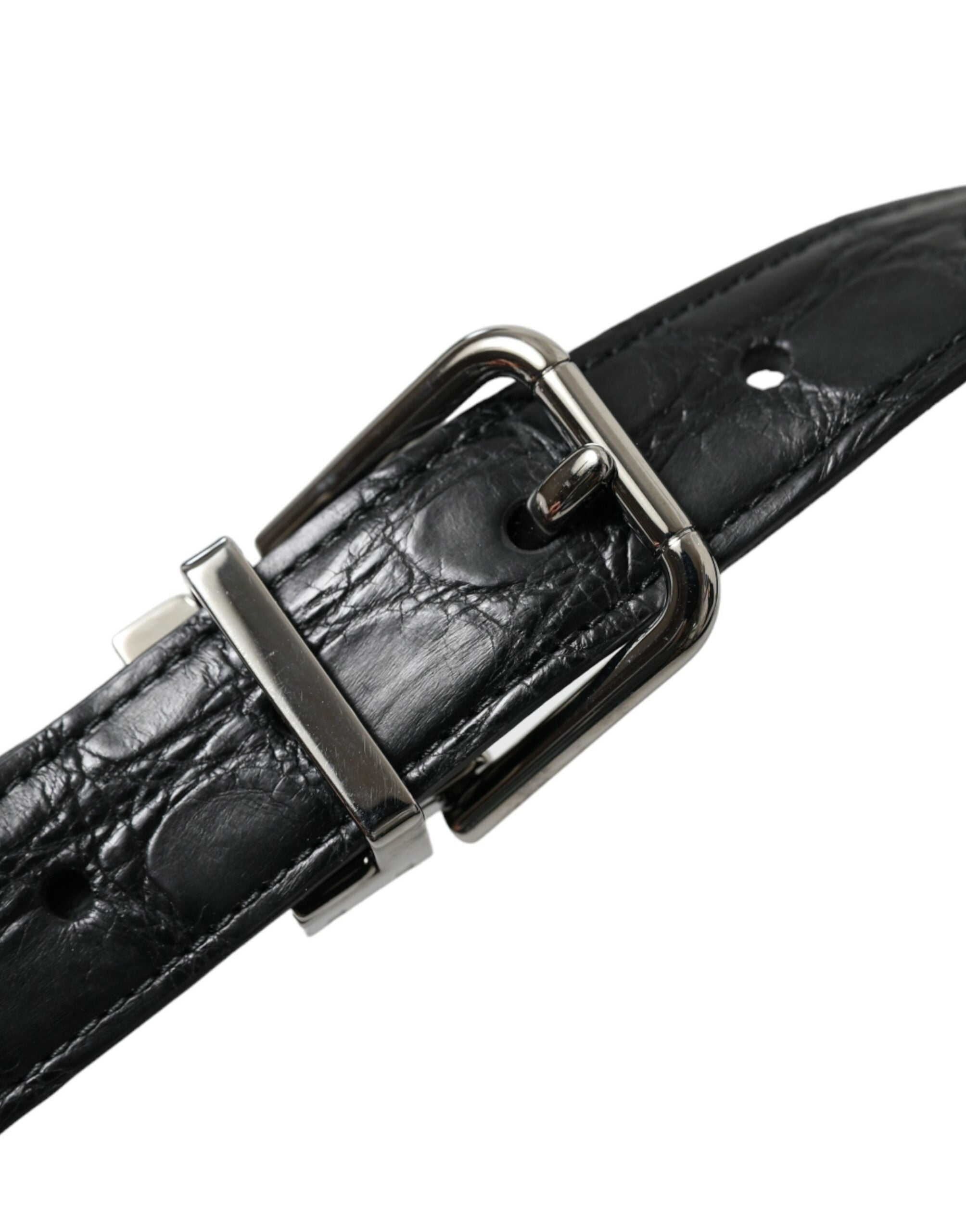 Dolce & Gabbana black leather belt with silver metal buckle-6