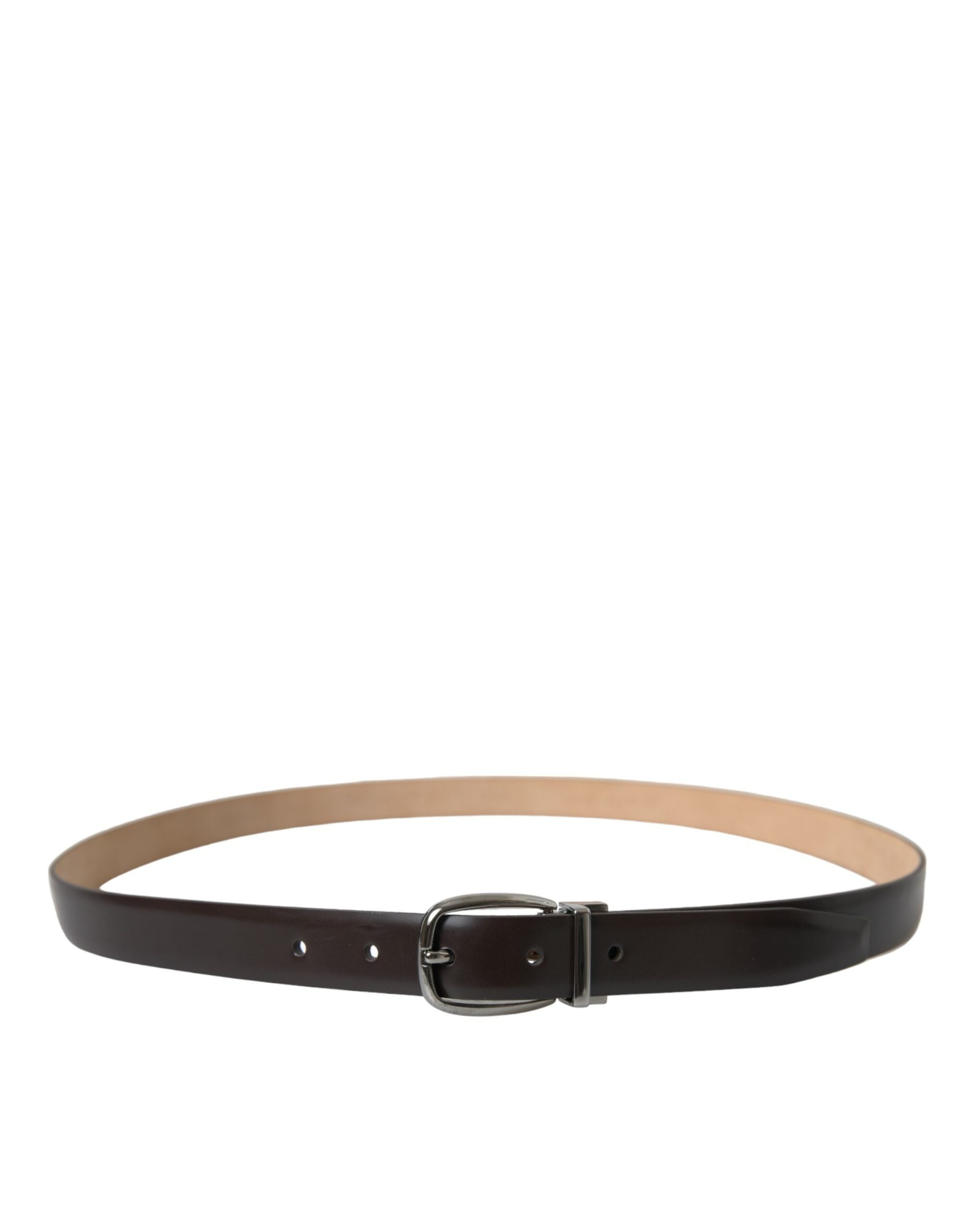 Dolce & Gabbana dark brown leather belt with silver metal buckle-2