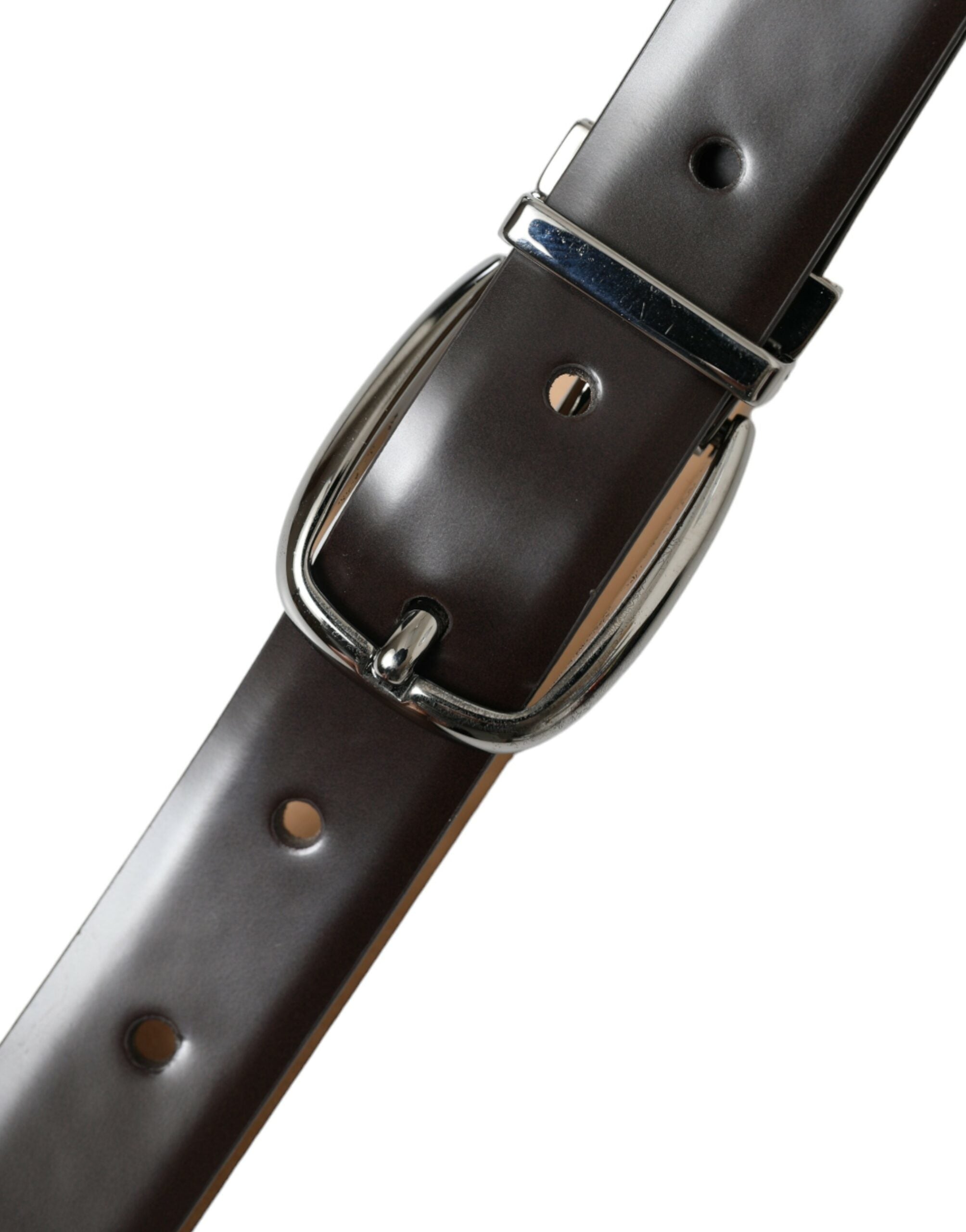 Dolce & Gabbana dark brown leather belt with silver metal buckle-5
