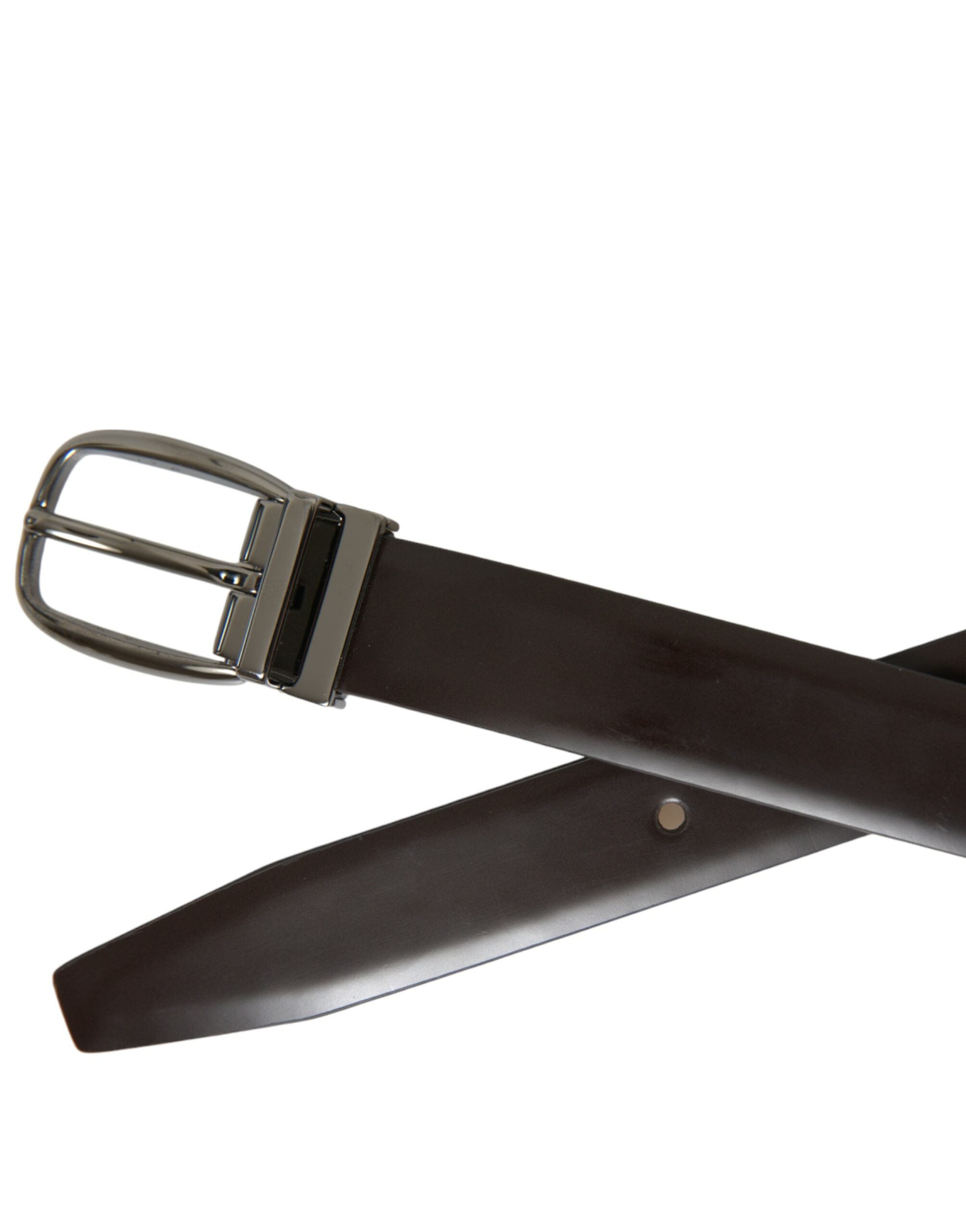 Dolce & Gabbana dark brown leather belt with silver metal buckle-6