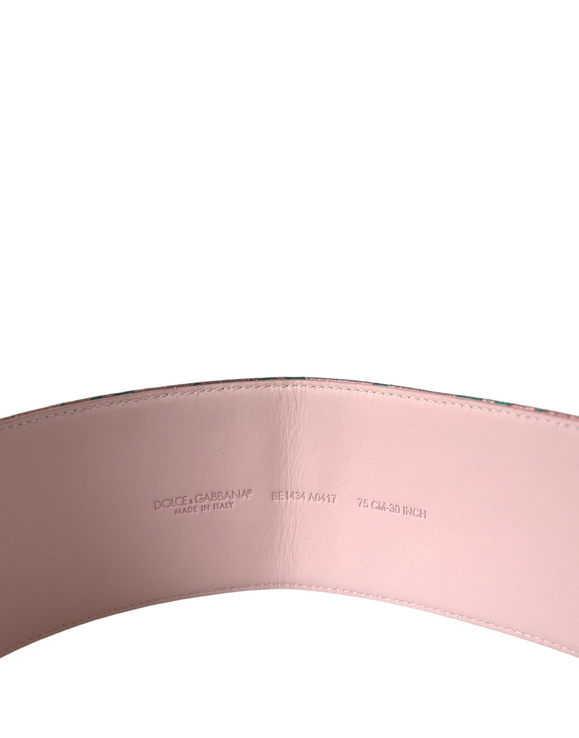 Dolce & Gabbana Multicolor Floral Jacquard Lurex Belt with Gold Buckle-3