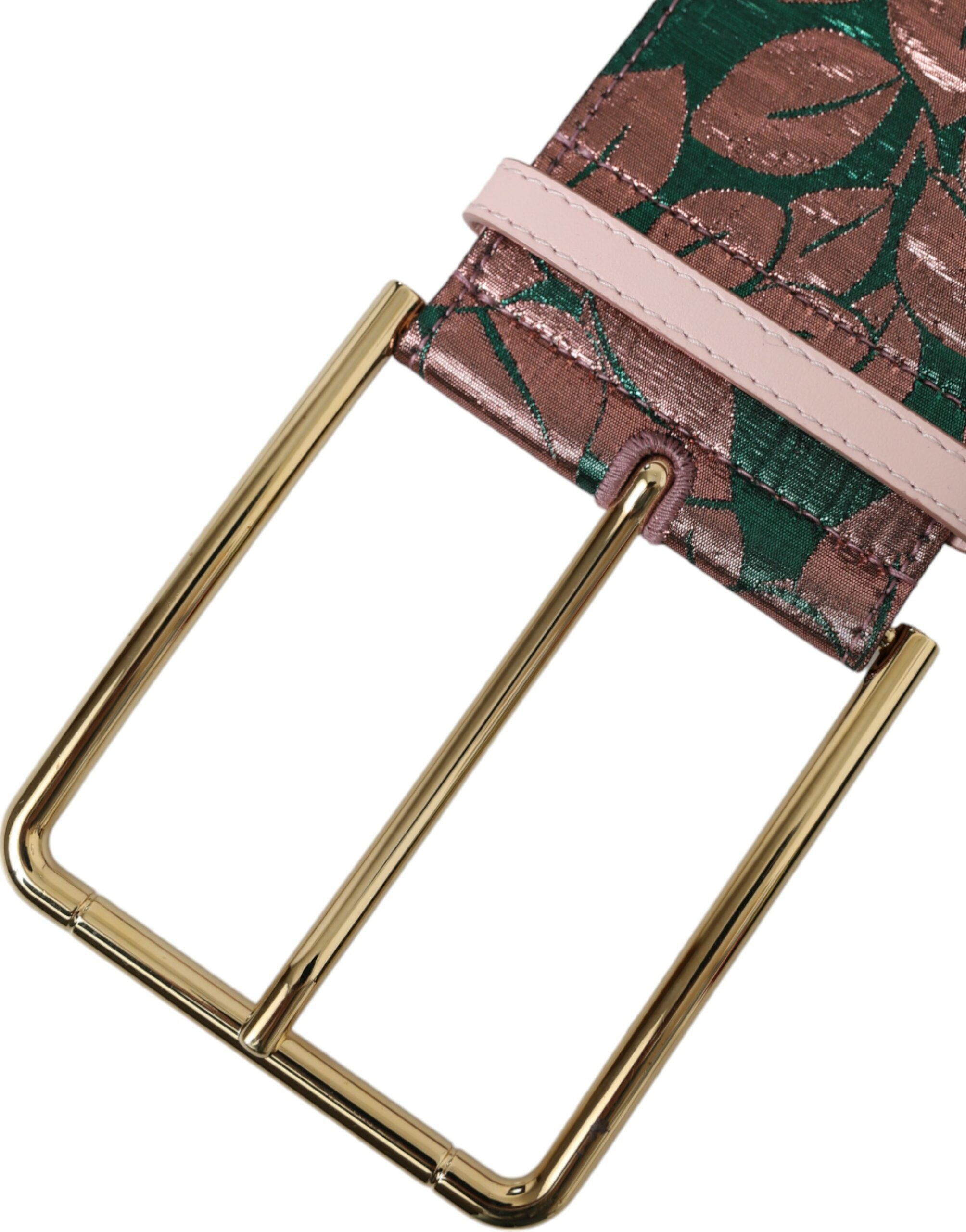 Dolce & Gabbana Multicolor Floral Jacquard Lurex Belt with Gold Buckle-5