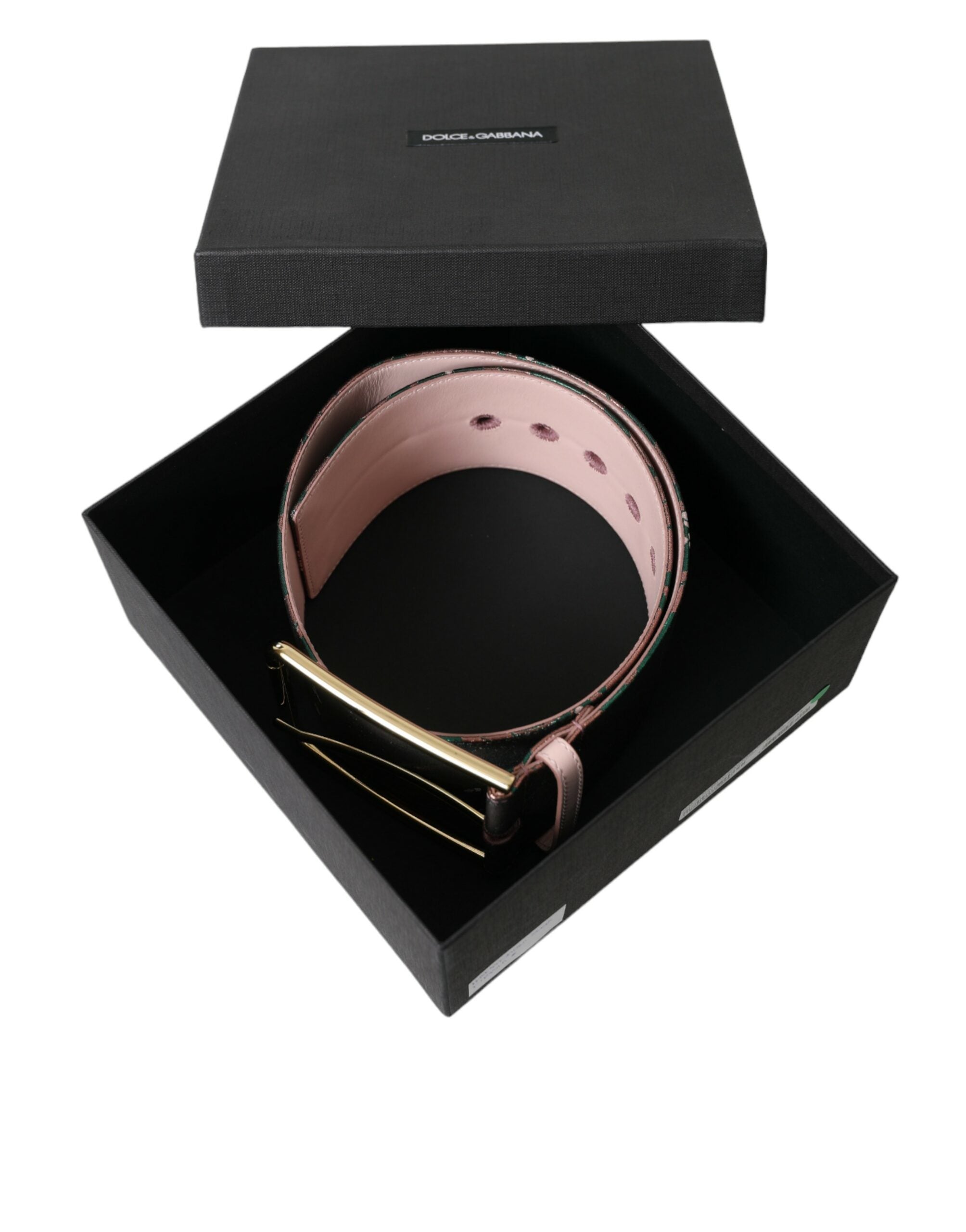 Dolce & Gabbana Multicolor Floral Jacquard Lurex Belt with Gold Buckle-6