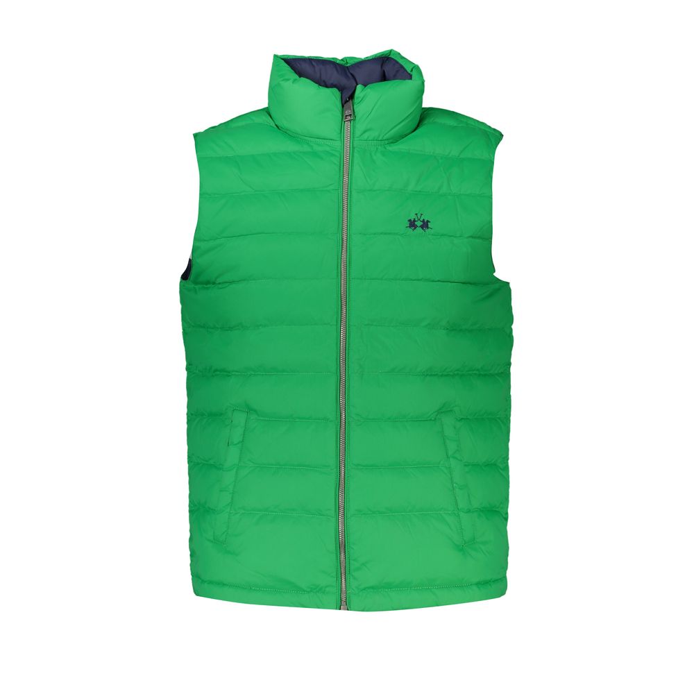 La Martina slim sleeveless green jacket with embroidery-1