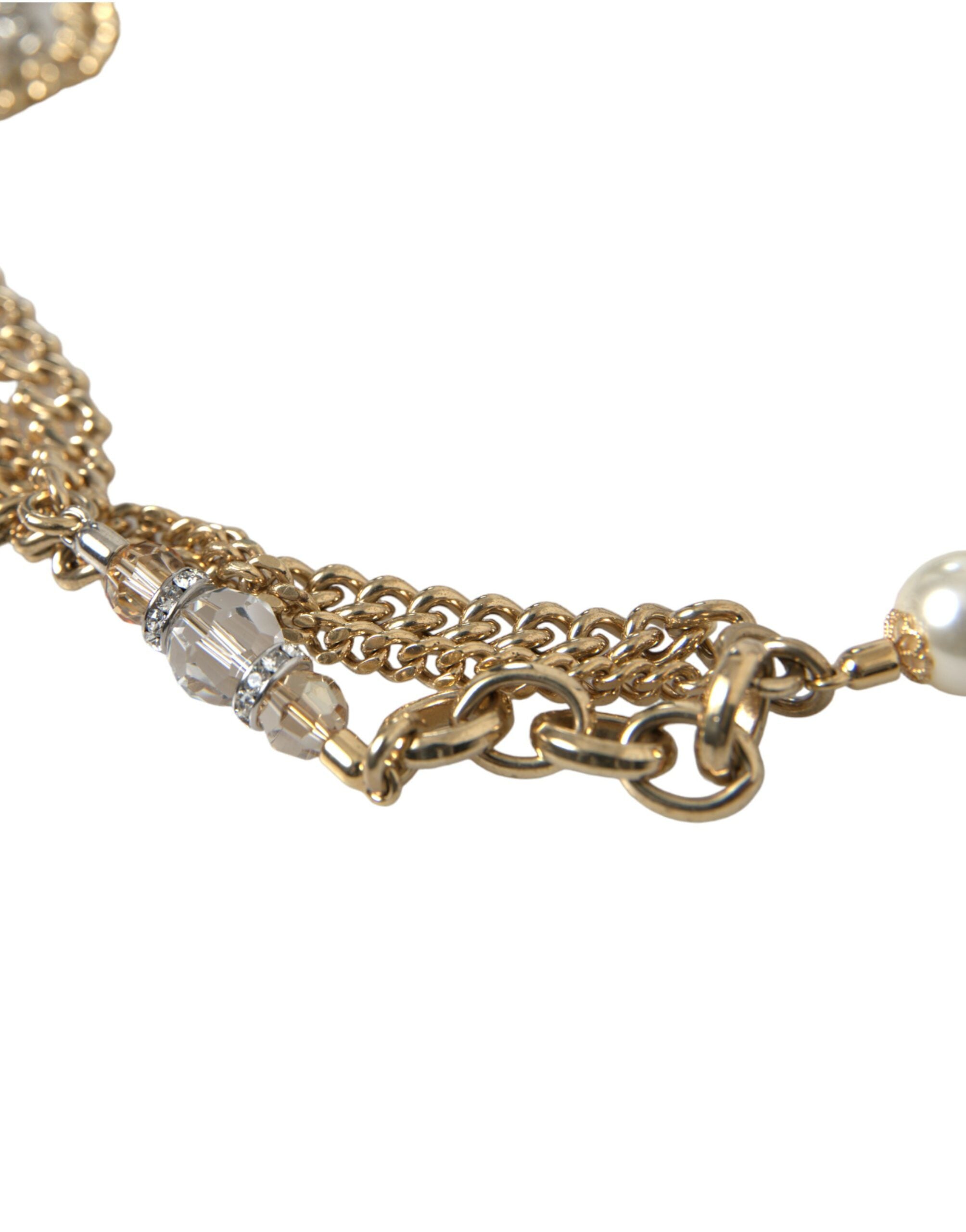 Dolce & Gabbana Blue Braided Gold and Brass Chain Waist Belt-2