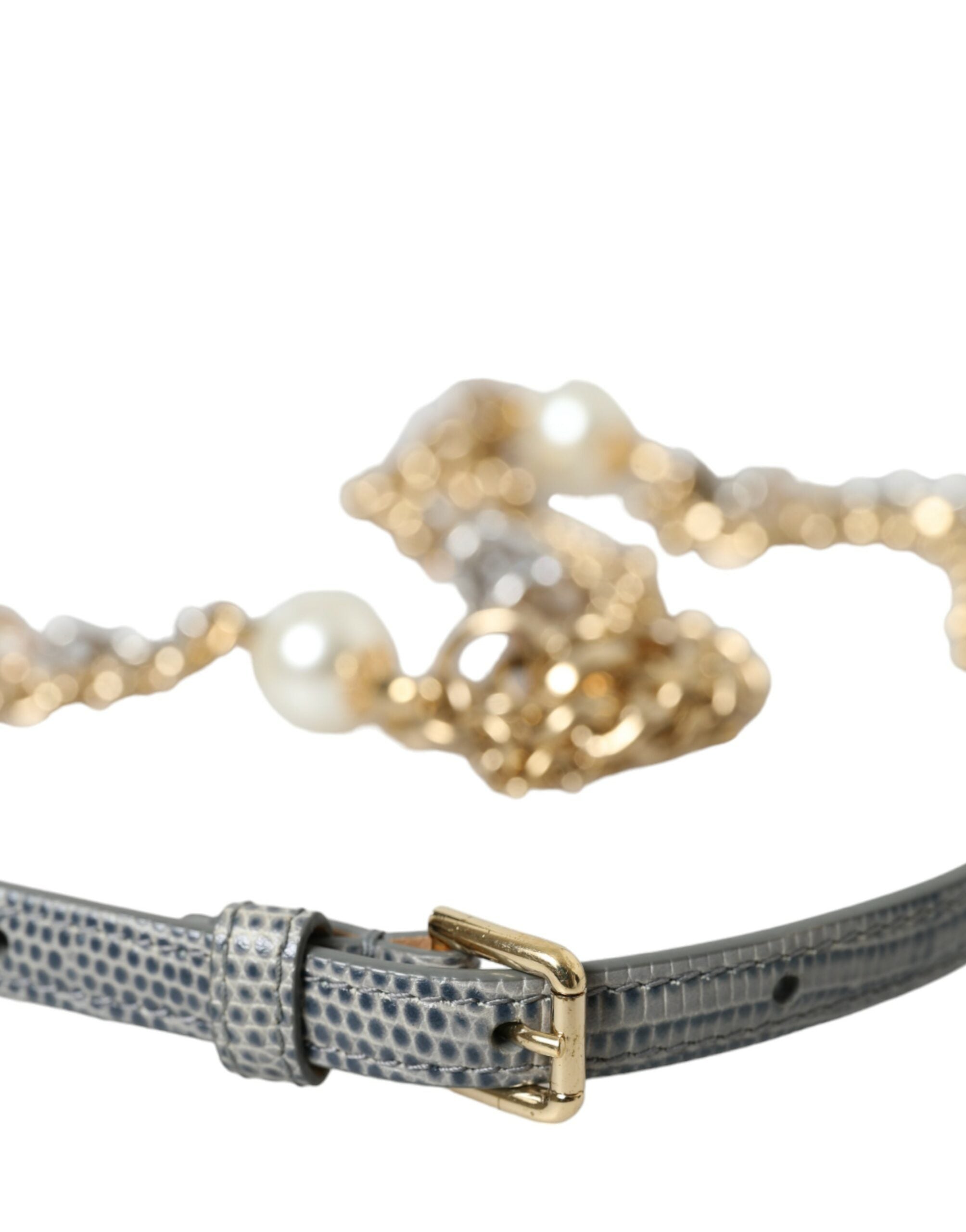 Dolce & Gabbana Blue Braided Gold and Brass Chain Waist Belt-3