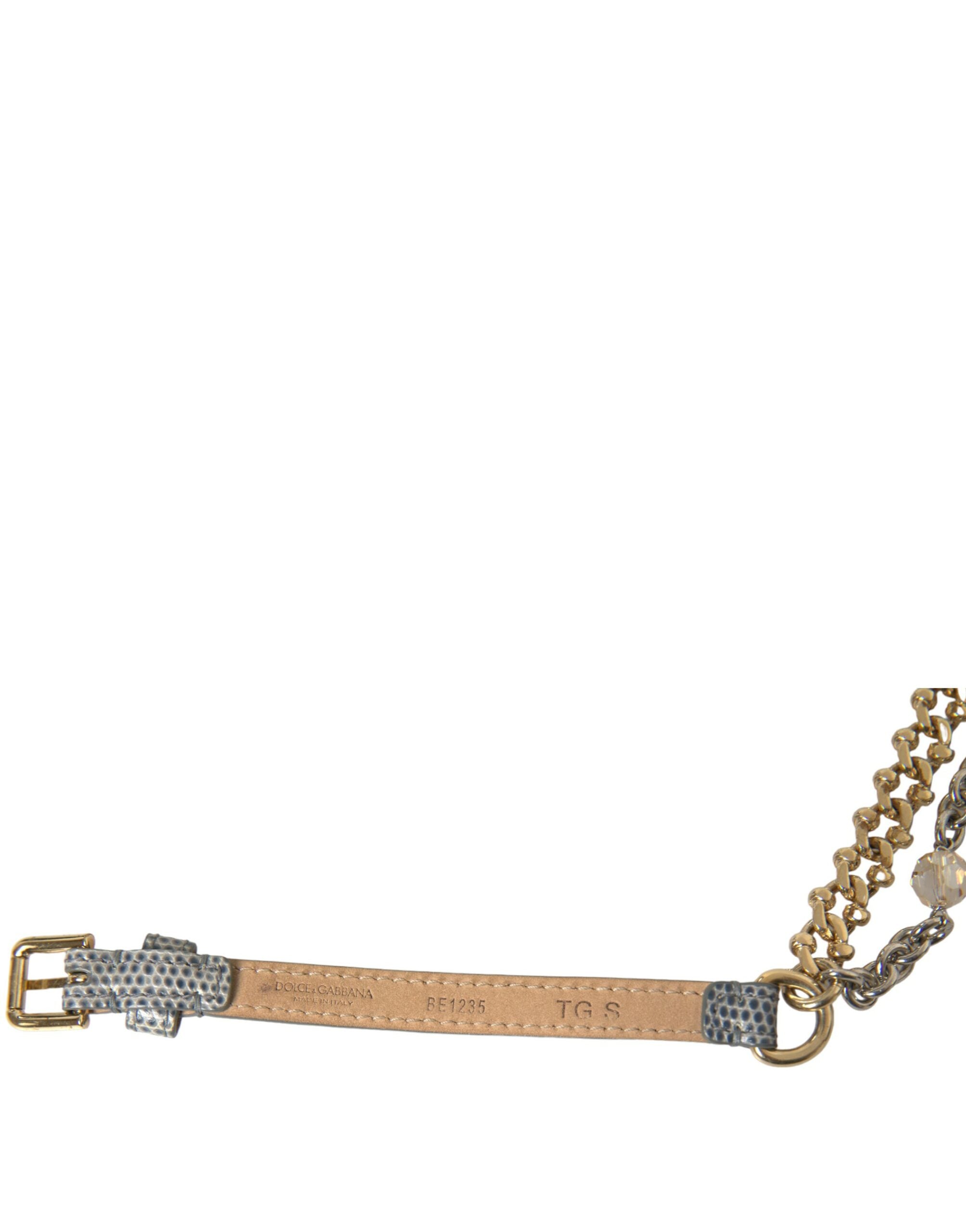 Dolce & Gabbana Blue Braided Gold and Brass Chain Waist Belt-4