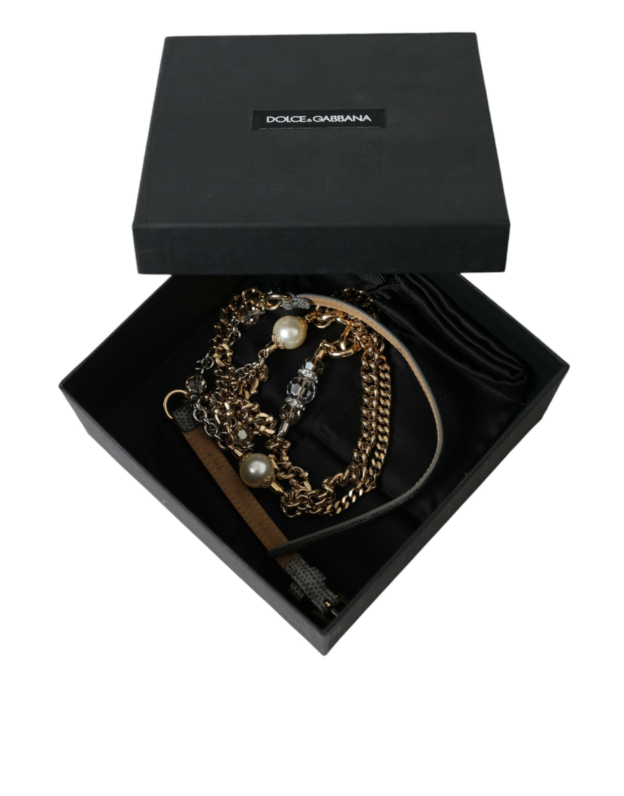 Dolce & Gabbana Blue Braided Gold and Brass Chain Waist Belt-6