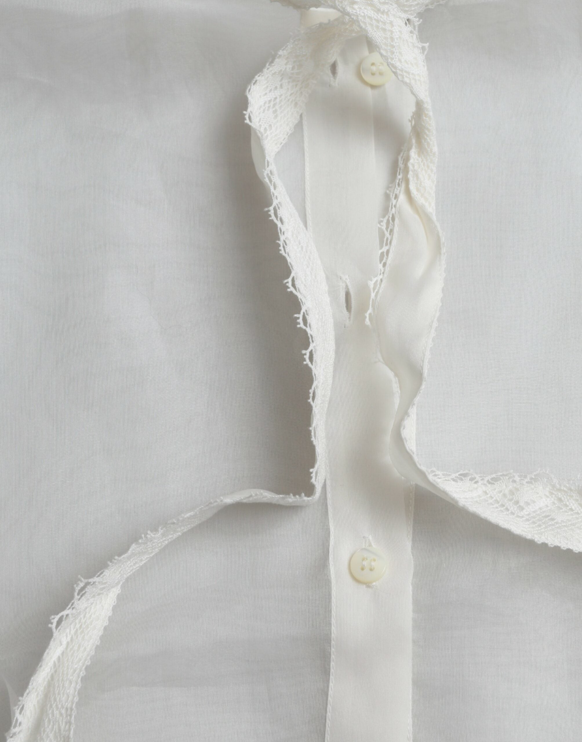 Dolce & Gabbana white silk top with long sleeves and ascot collar-6