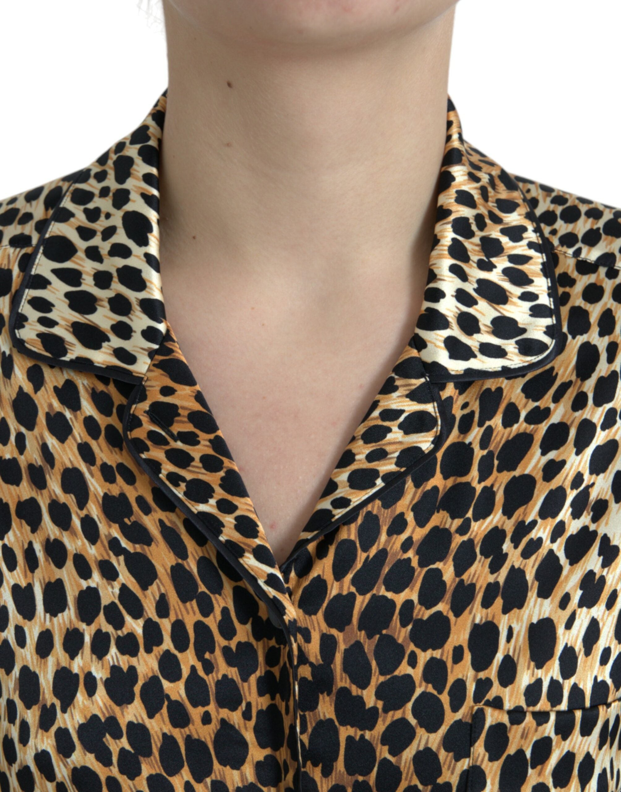 Dolce & Gabbana Brown Leopard Print Long Sleeve Blouse Top-4