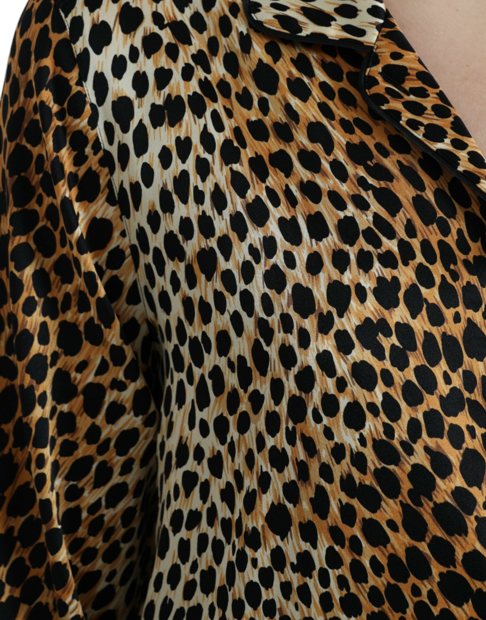 Dolce & Gabbana Brown Leopard Print Long Sleeve Blouse Top-5