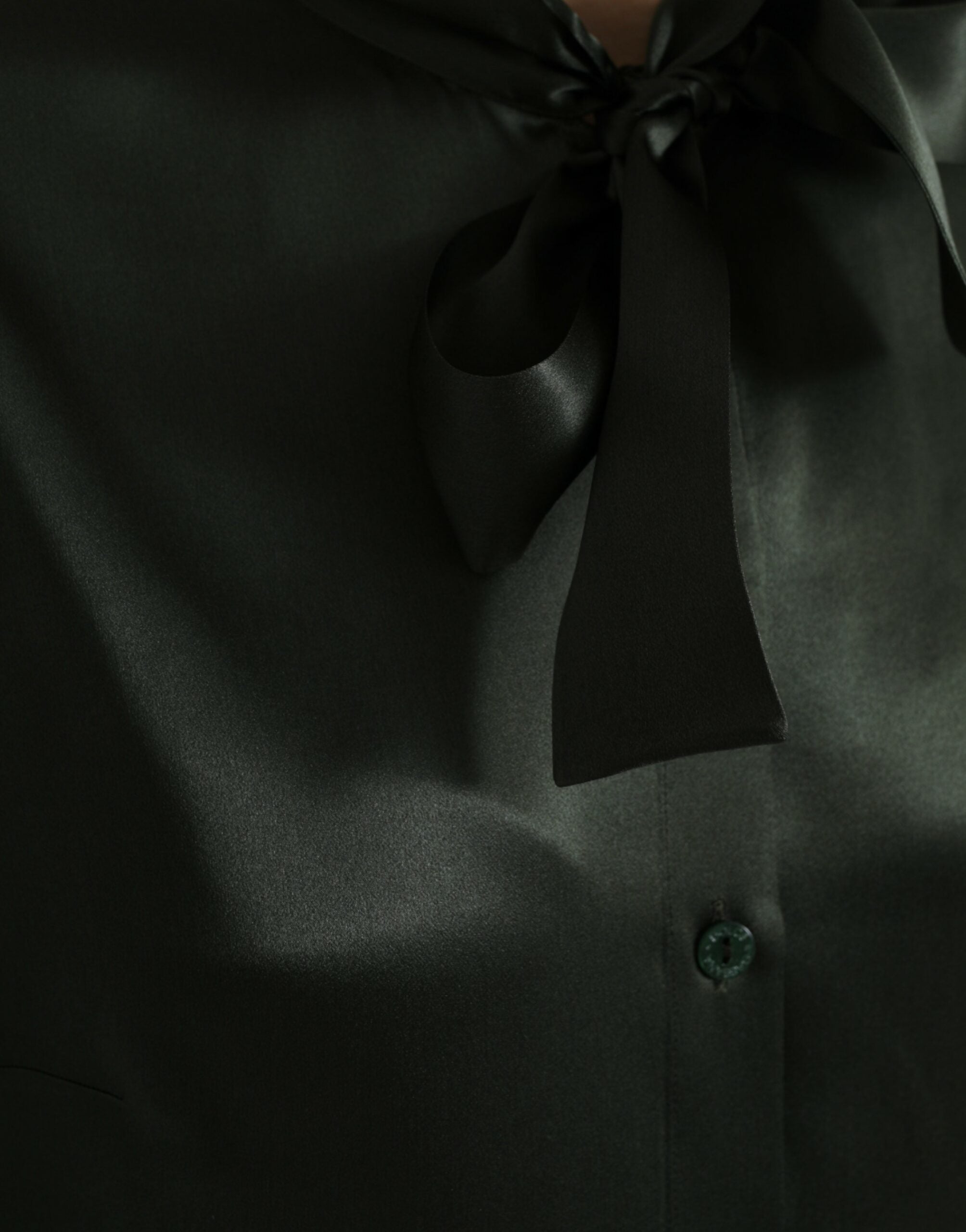 Dolce & Gabbana Grey long-sleeved blouse top with ascot collar-5