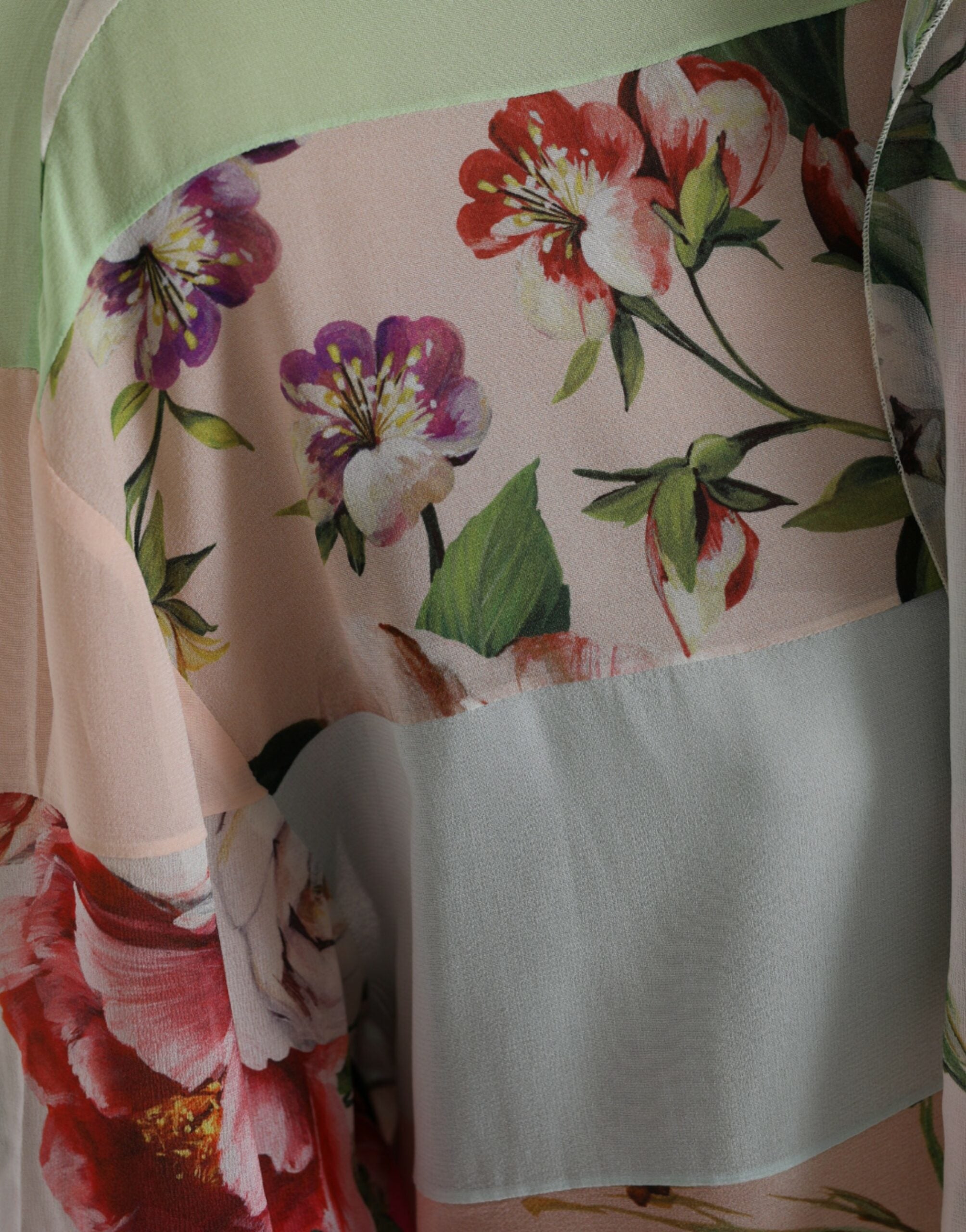 Dolce & Gabbana Multicolor Floral Patchwork Ascot Collar Top-6