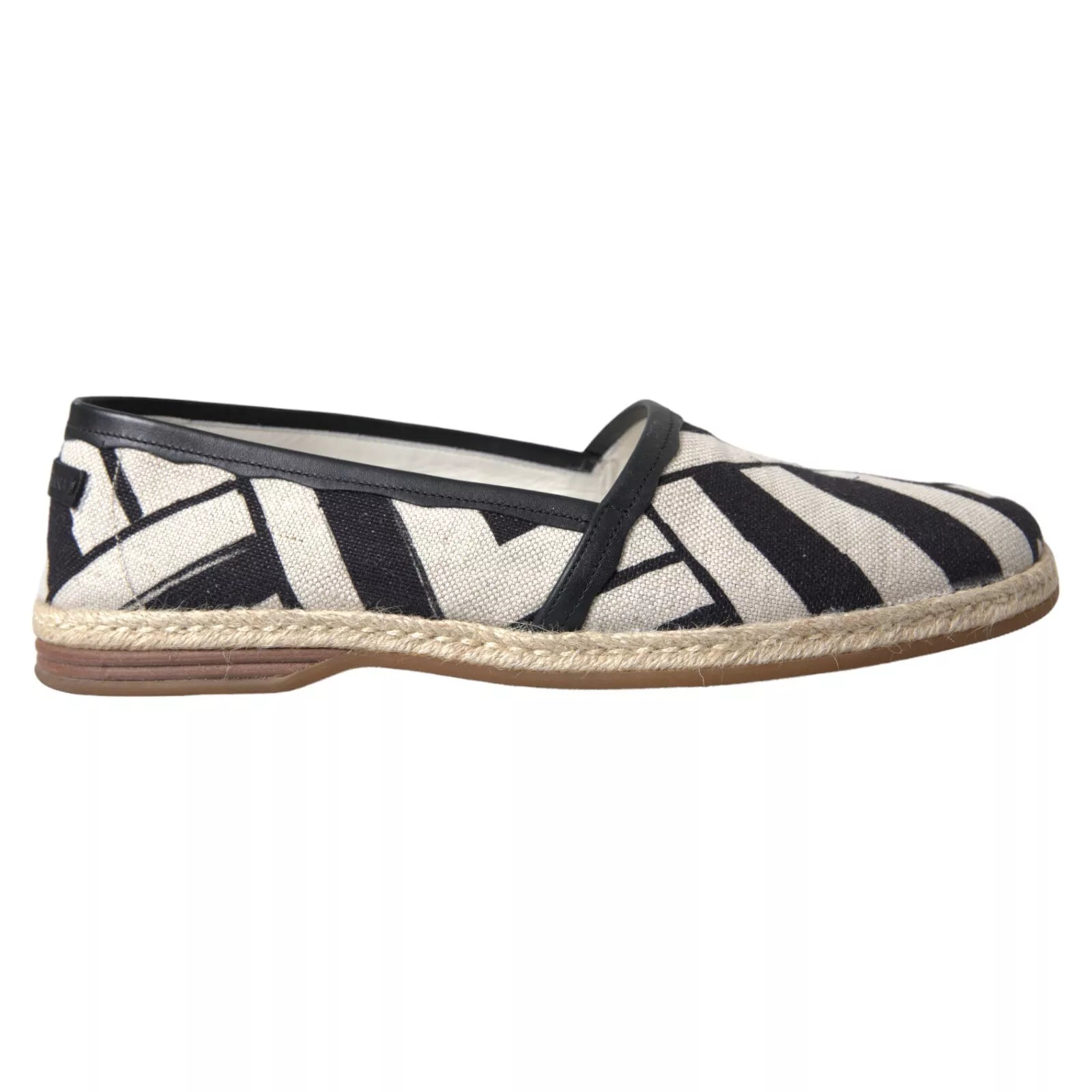 Dolce & Gabbana Black and White Stripe Slip-On Espadrille Shoes-1