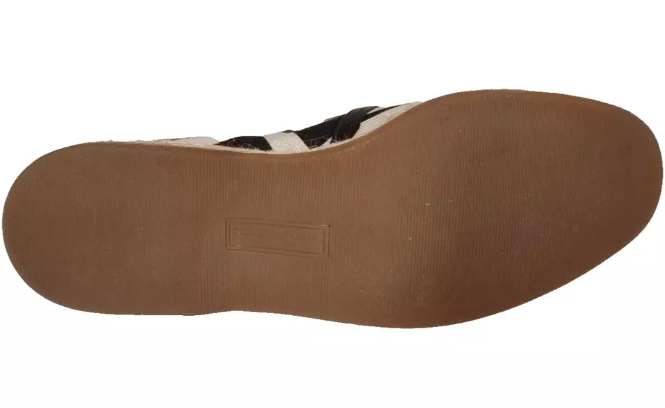 Dolce & Gabbana Black and White Stripe Slip-On Espadrille Shoes-3